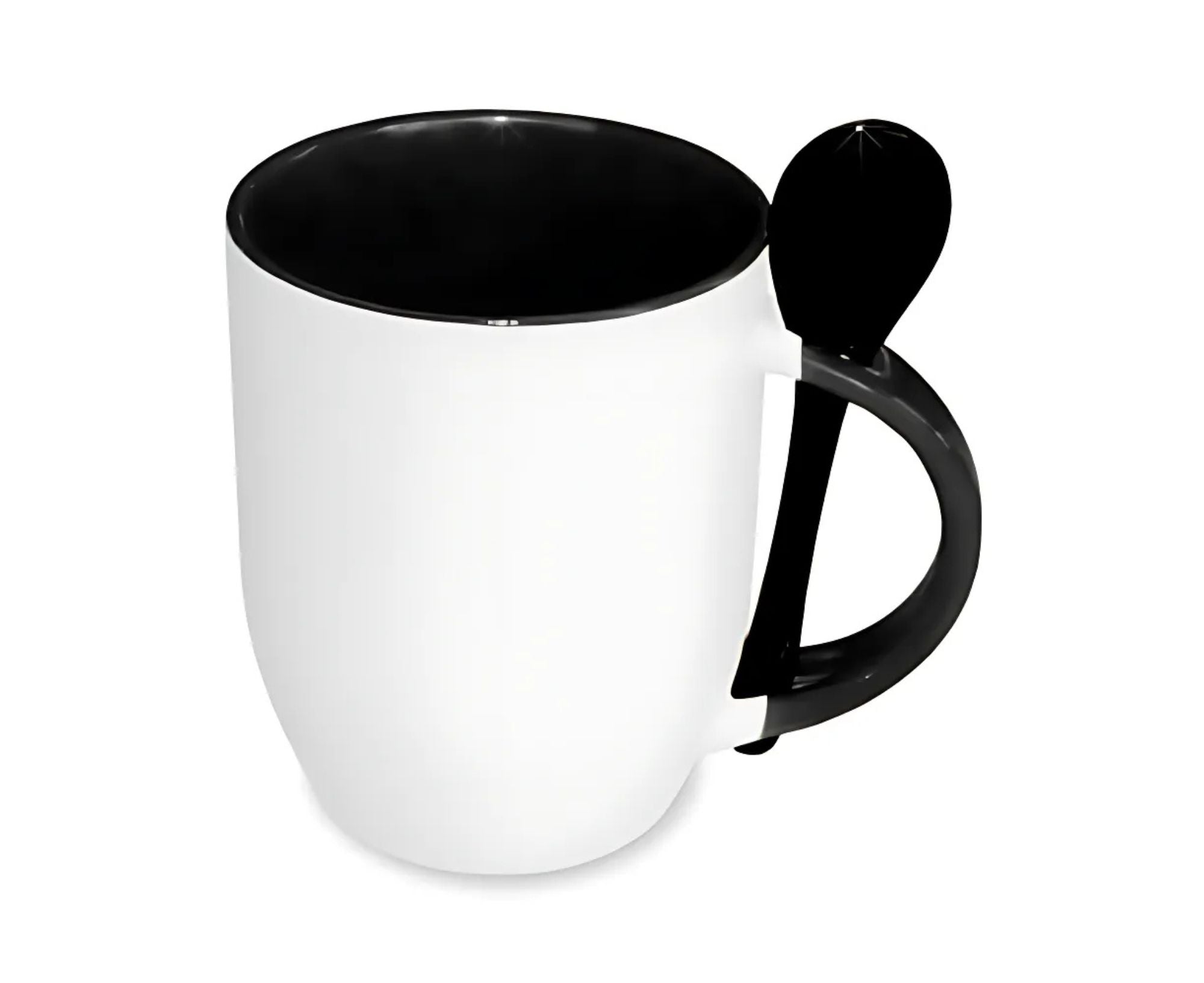 STHICMWS300 | Handle and Inner Colored Mug with Spoon- 330 ml Black