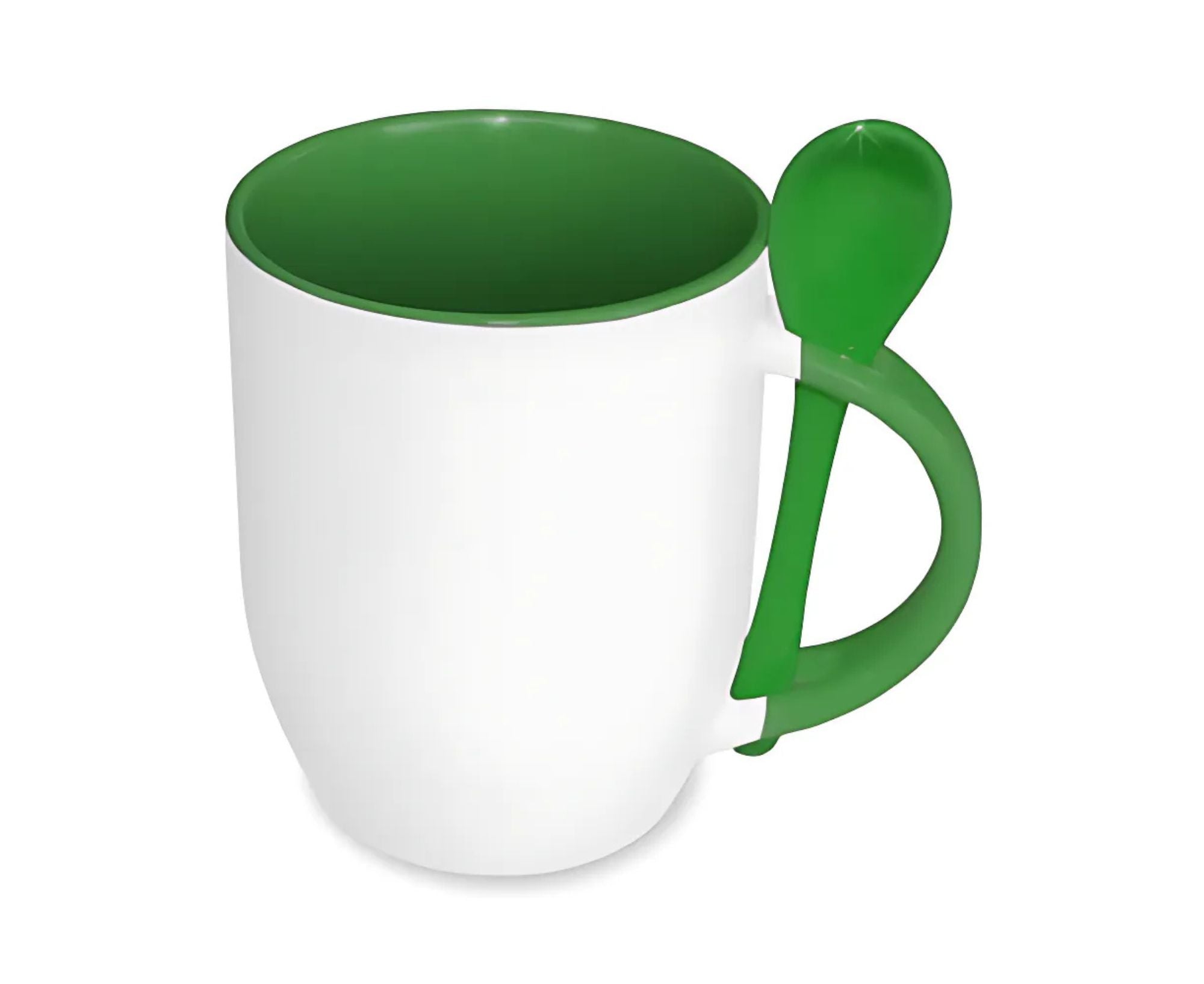 STHICMWS300 | Handle and Inner Colored Mug with Spoon- 330 ml Green