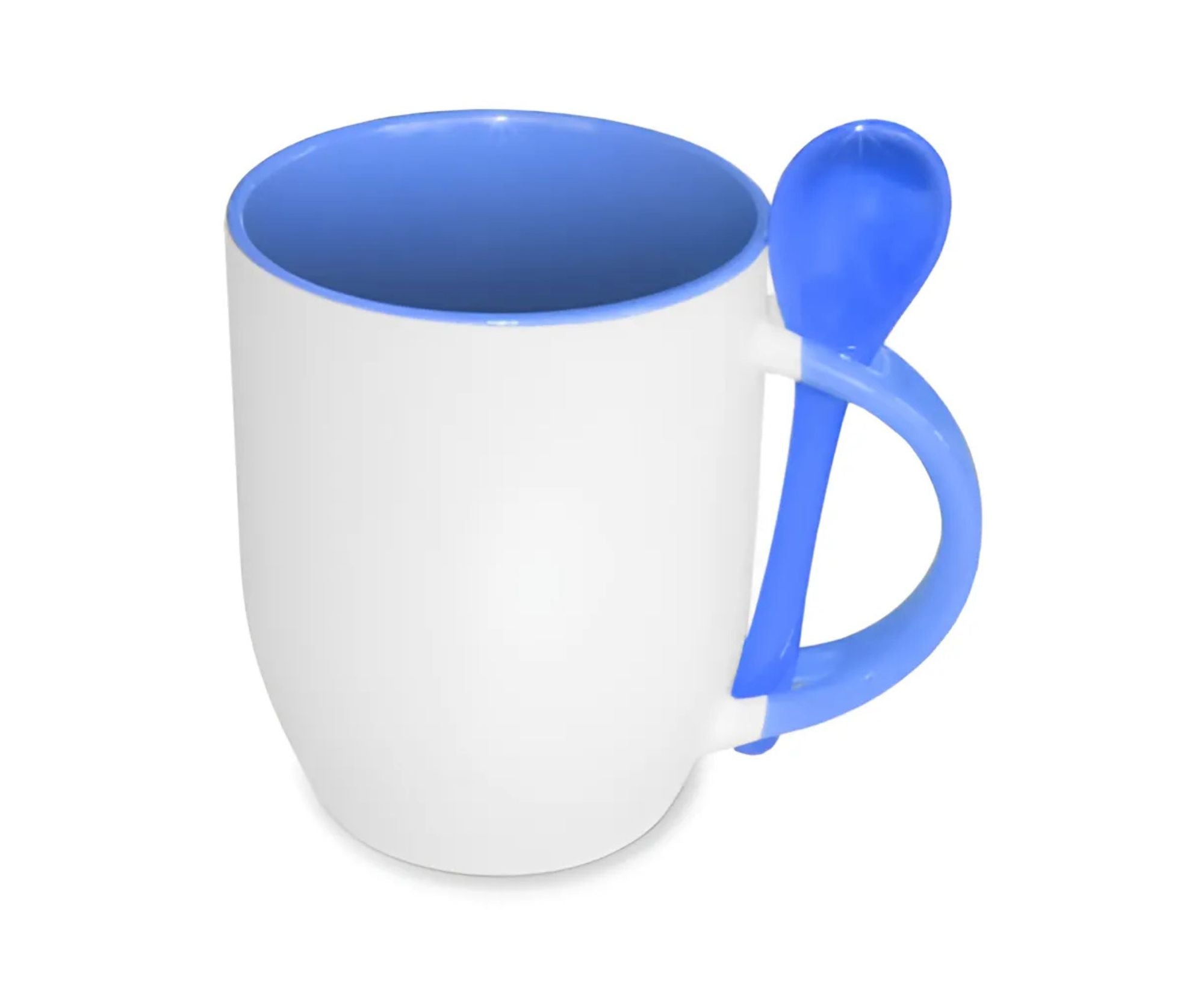STHICMWS300 | Handle and Inner Colored Mug with Spoon- 330 ml Light Blue