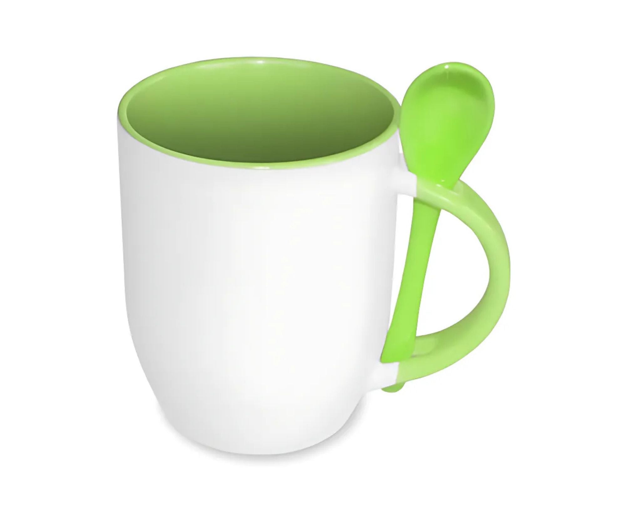 STHICMWS300 | Handle and Inner Colored Mug with Spoon- 330 ml Light Green