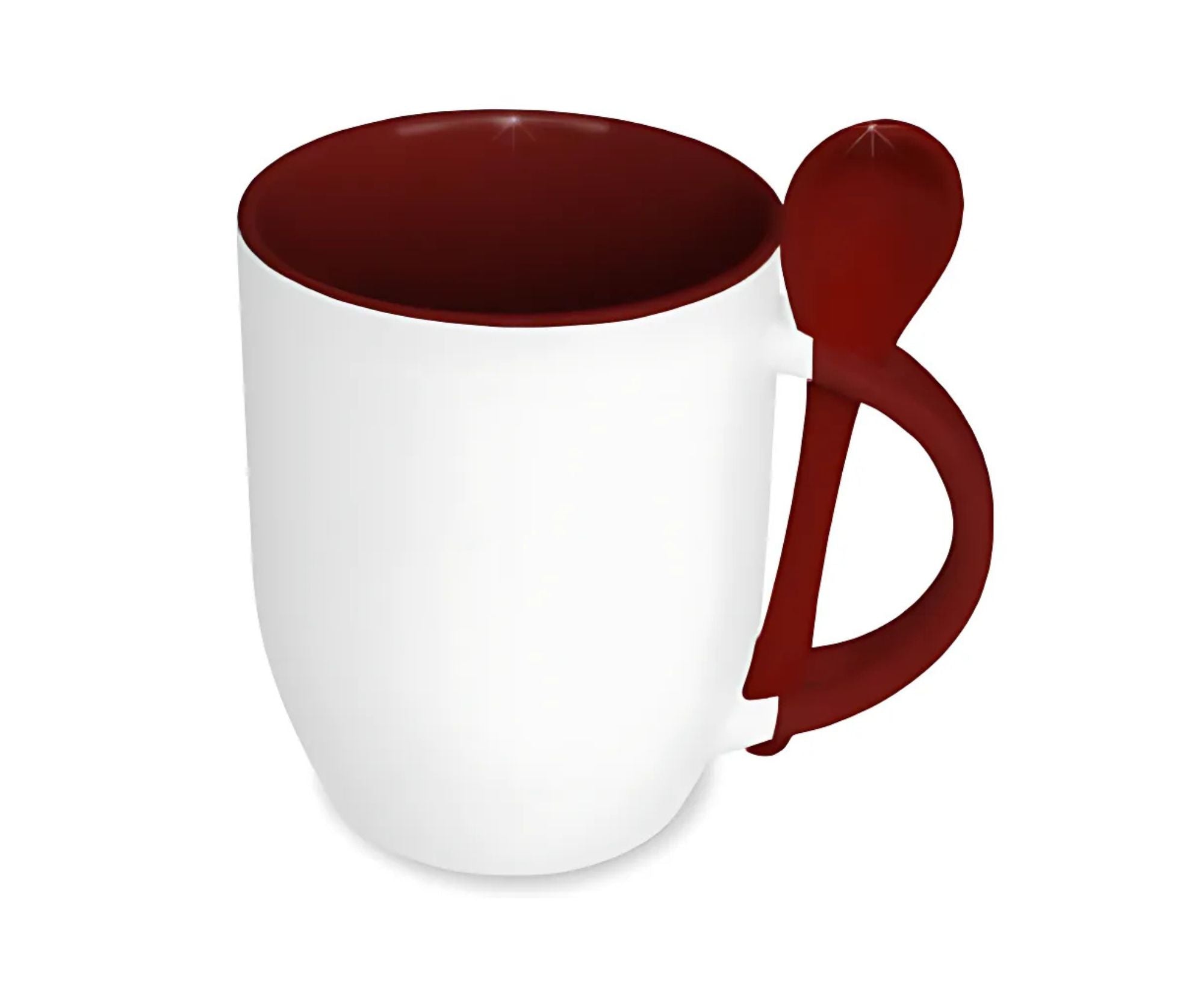 STHICMWS300 | Handle and Inner Colored Mug with Spoon- 330 ml Maroon