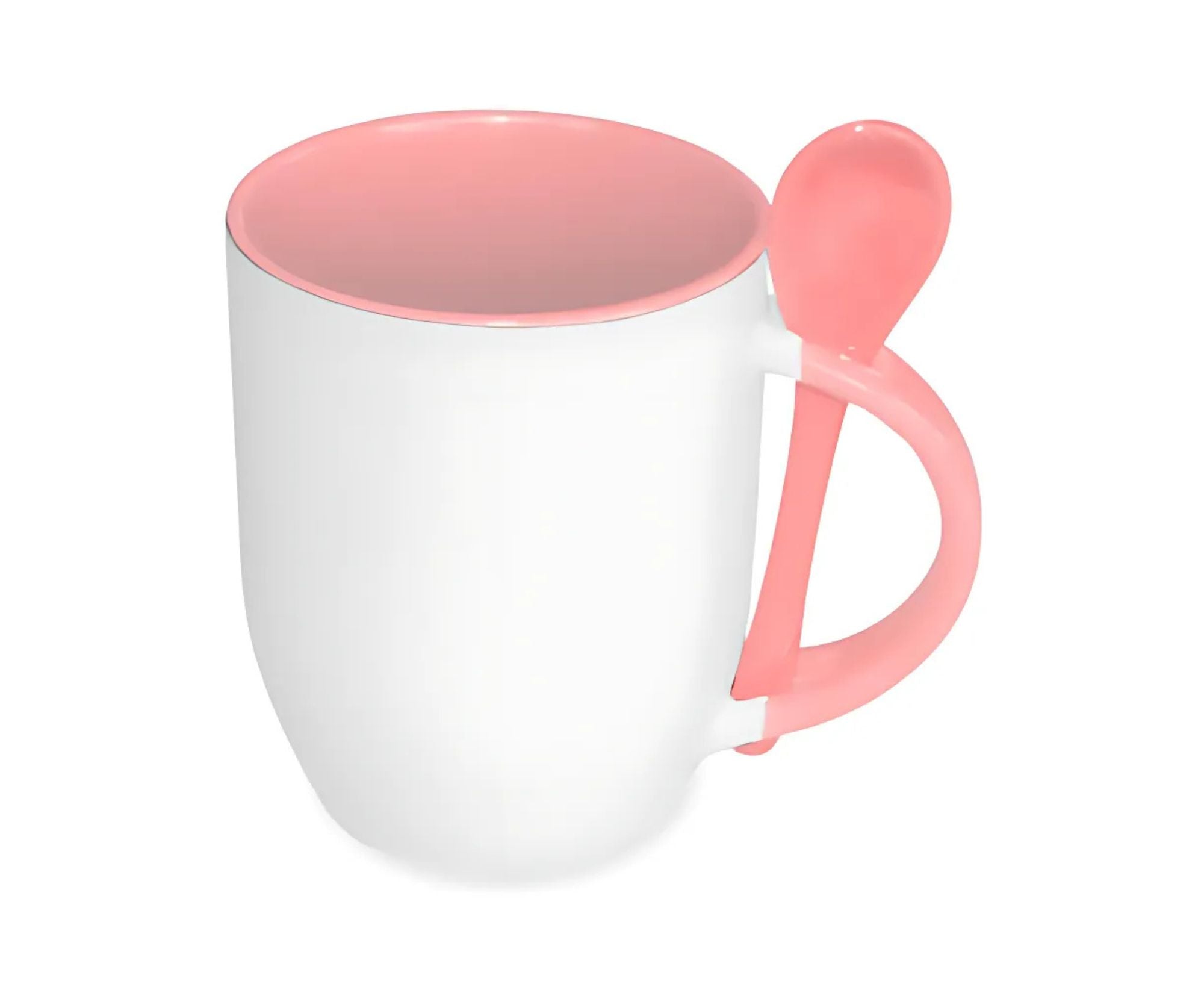 STHICMWS300 | Handle and Inner Colored Mug with Spoon- 330 ml Pink