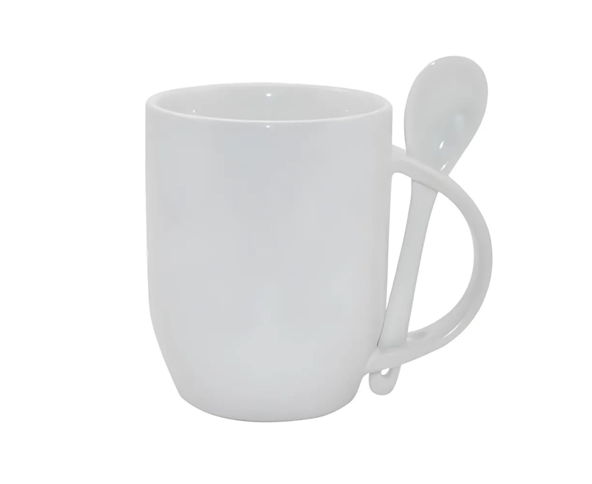 STHICMWS300 | Handle and Inner Colored Mug with Spoon- 330 ml White