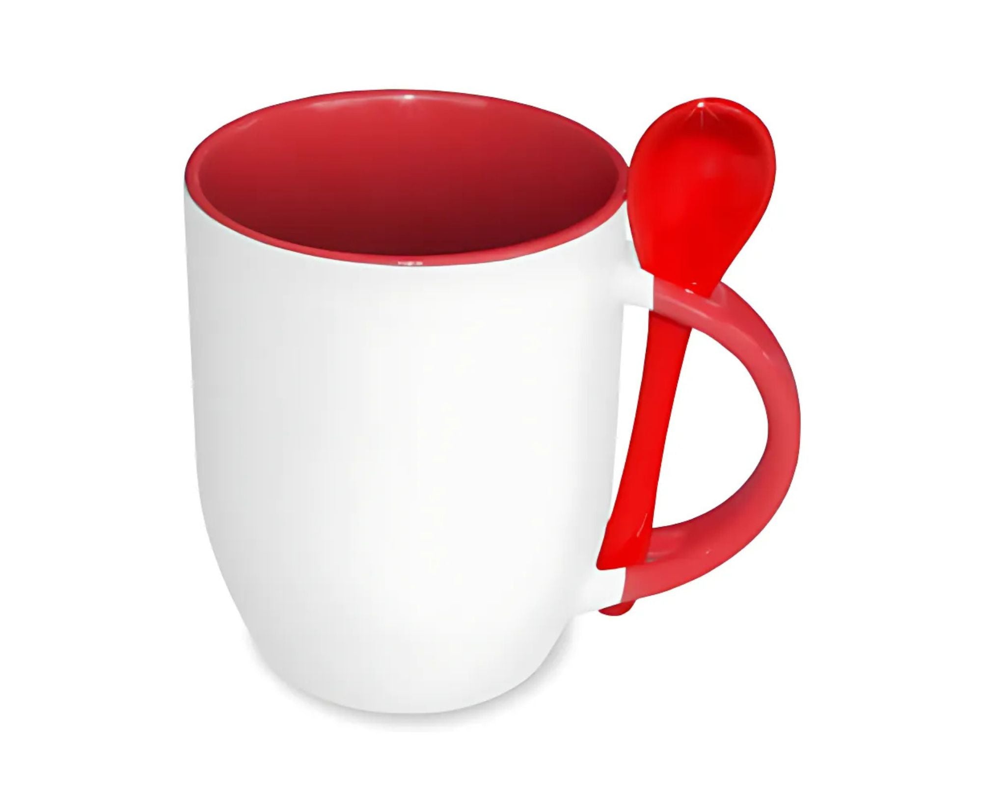 STHICMWS300 | Handle and Inner Colored Mug with Spoon- 330 ml Red
