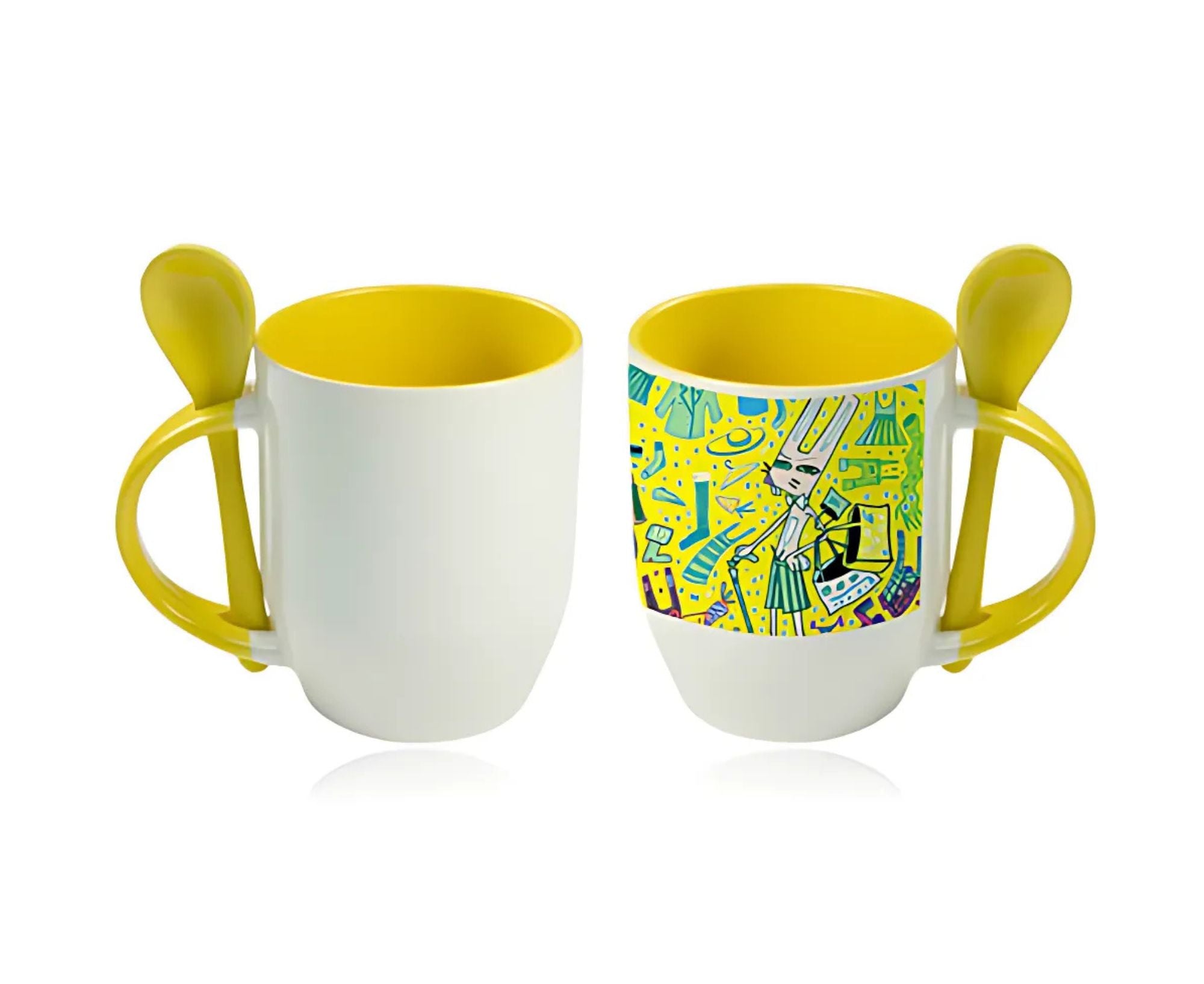 STHICMWS300 | Handle and Inner Colored Mug with Spoon- 330 ml
