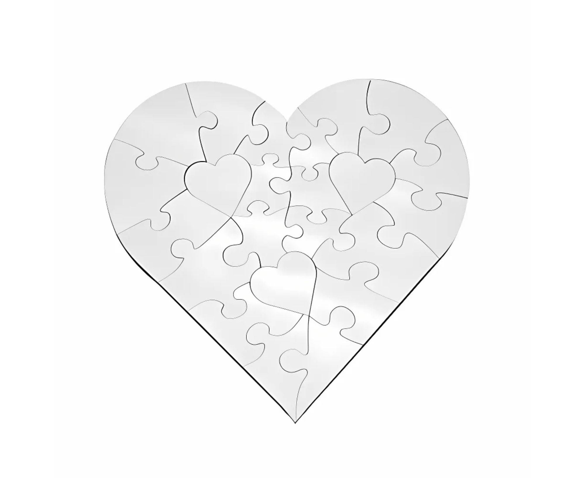 STSHP23 | Subli Heart Puzzle 23 pcs - 17x17 cm White