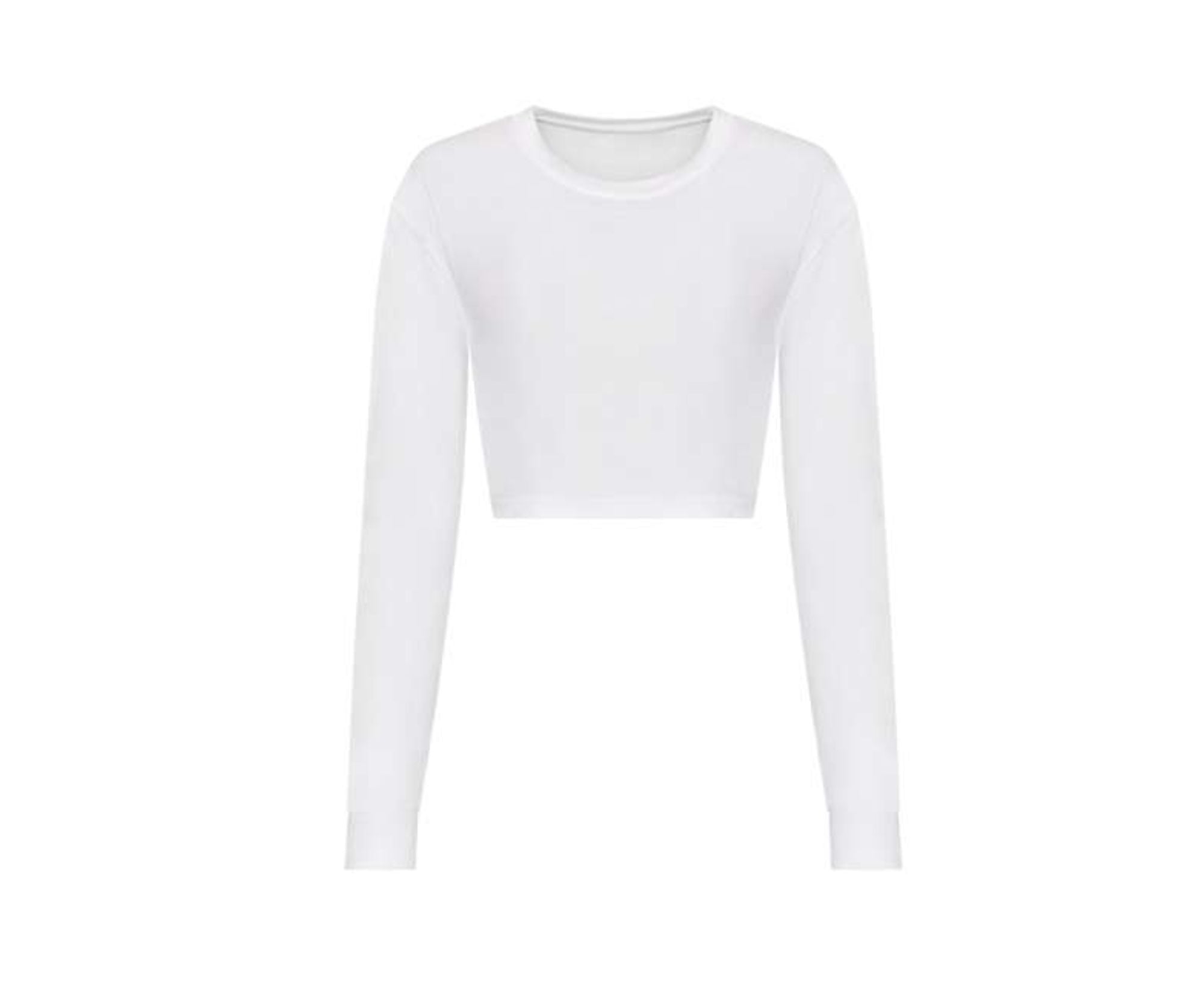 JT016 | Women's Long Sleeve Cropped T-Shirt Solid White