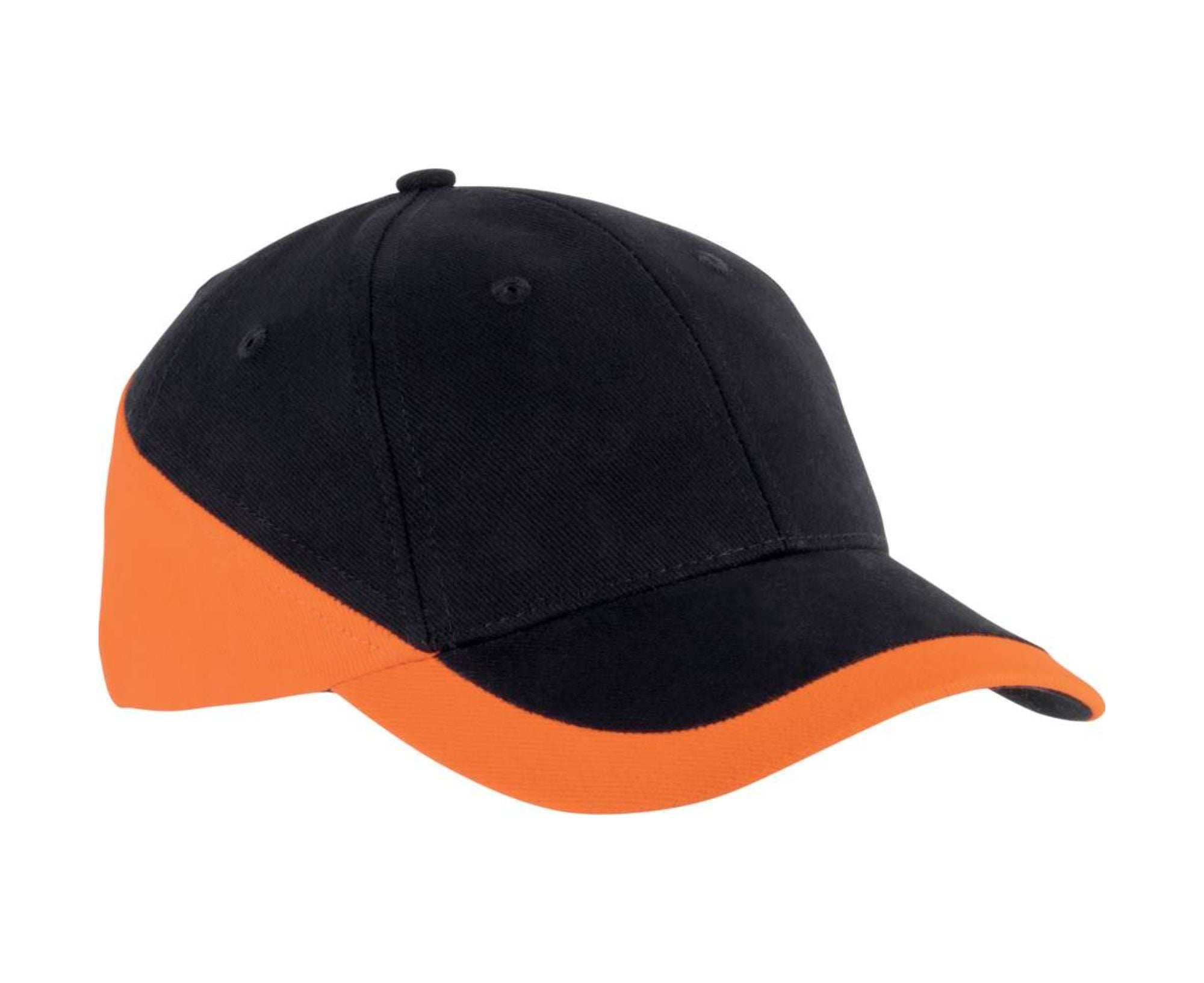 KP045 | 6 Panel 2-Tone Racing Cap Black | Orange