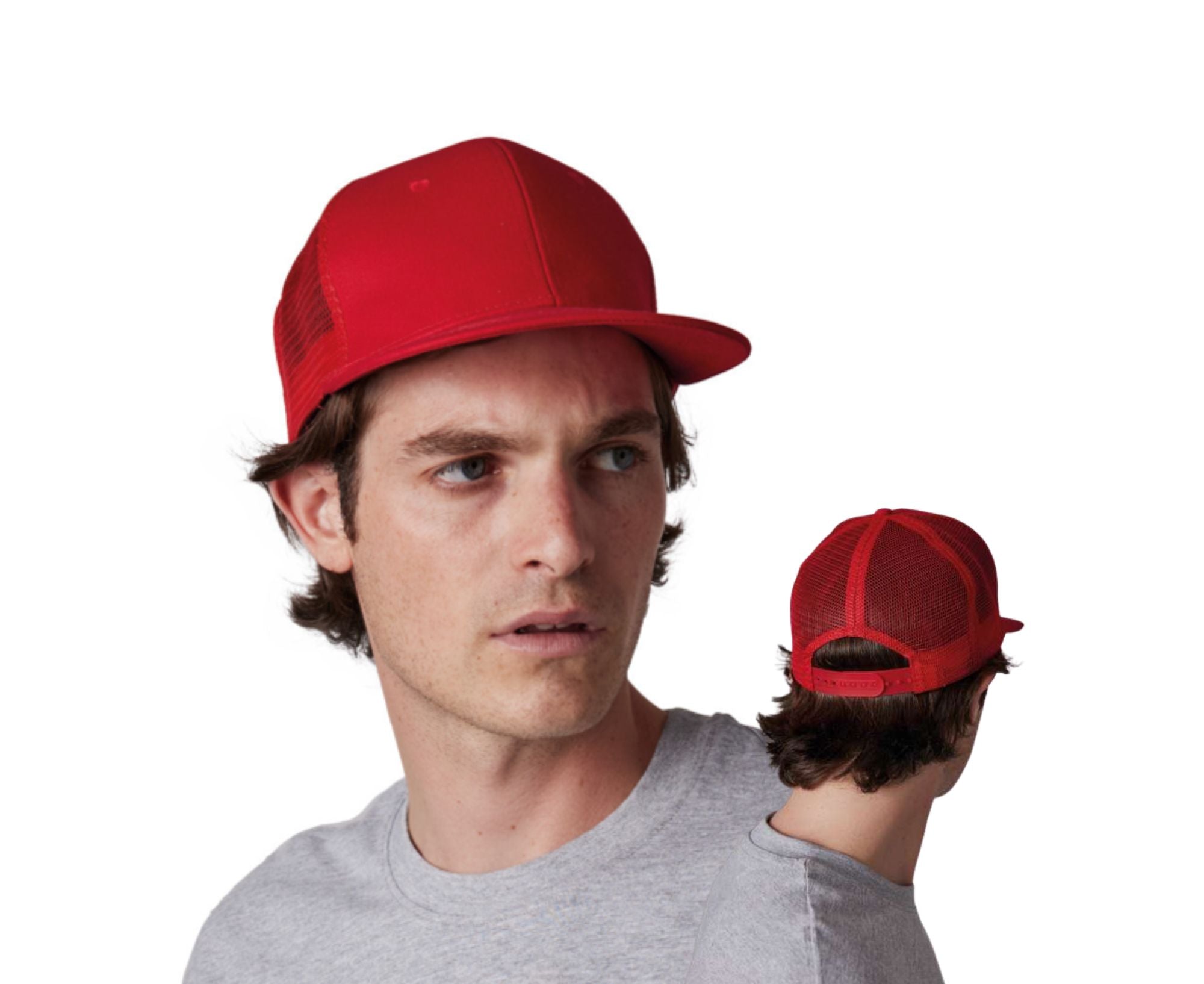 KP113 | Flat 6 Panel Trucker Peak Cap