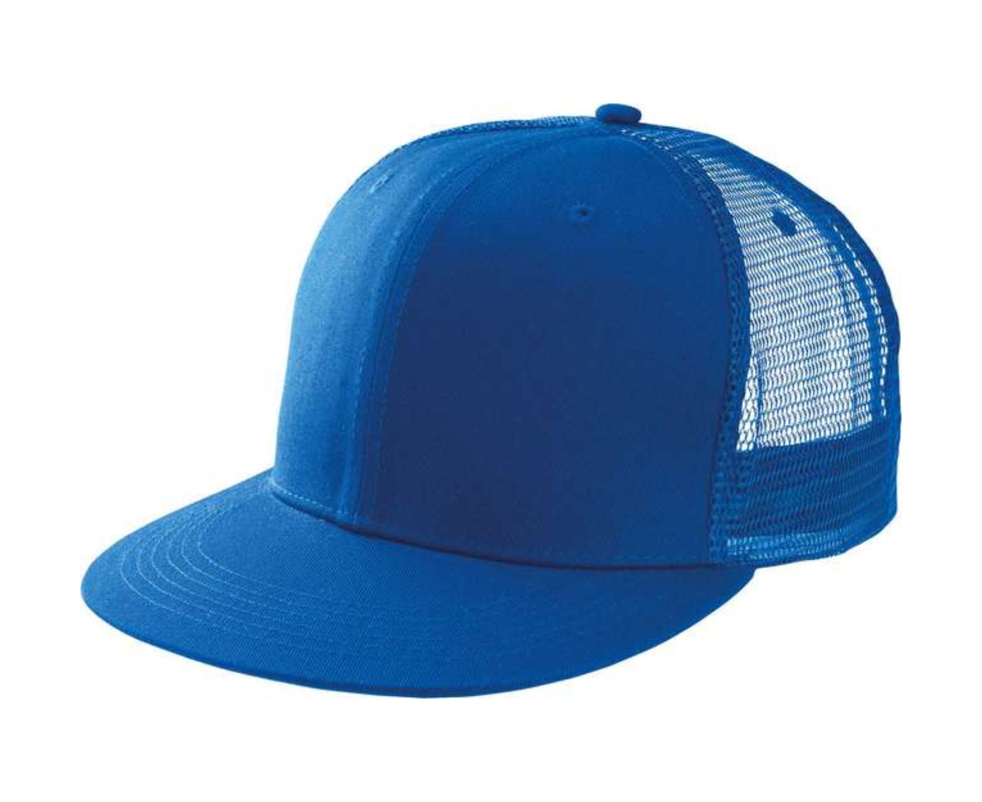 KP113 | Flat 6 Panel Trucker Peak Cap Royal Blue