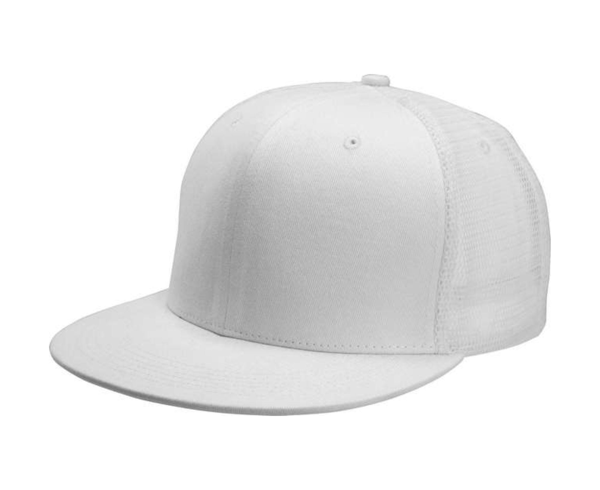 KP113 | Flat 6 Panel Trucker Peak Cap White