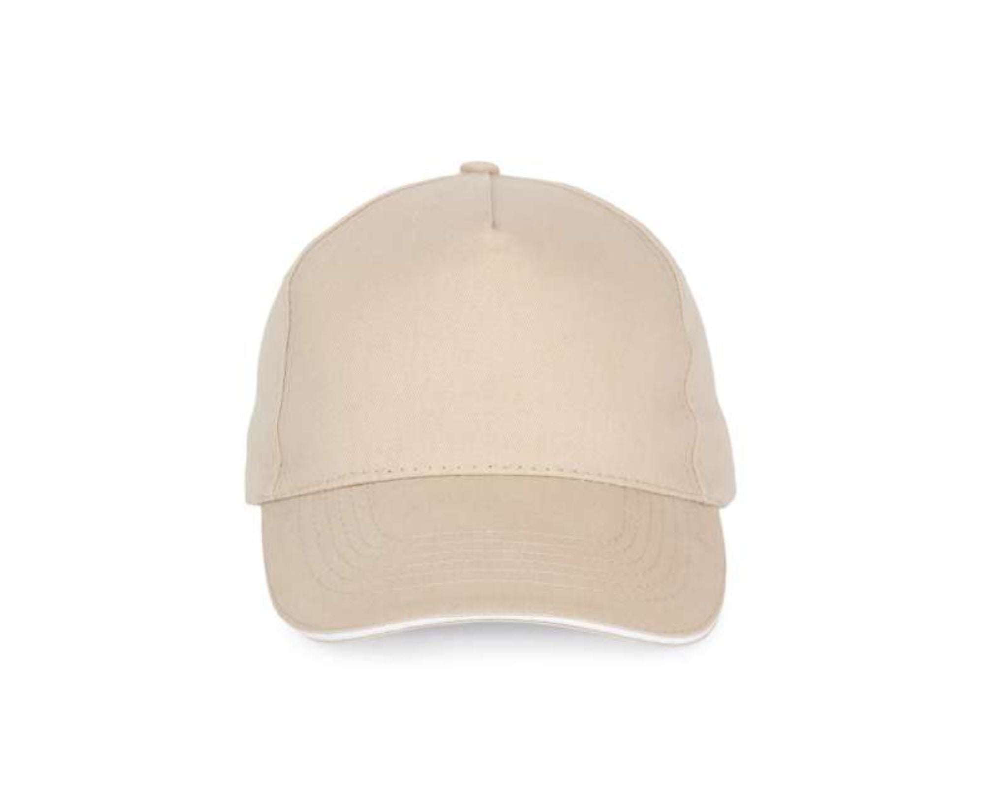 KP124 | 5 Panels Sandwich Peak Cap Beige | White