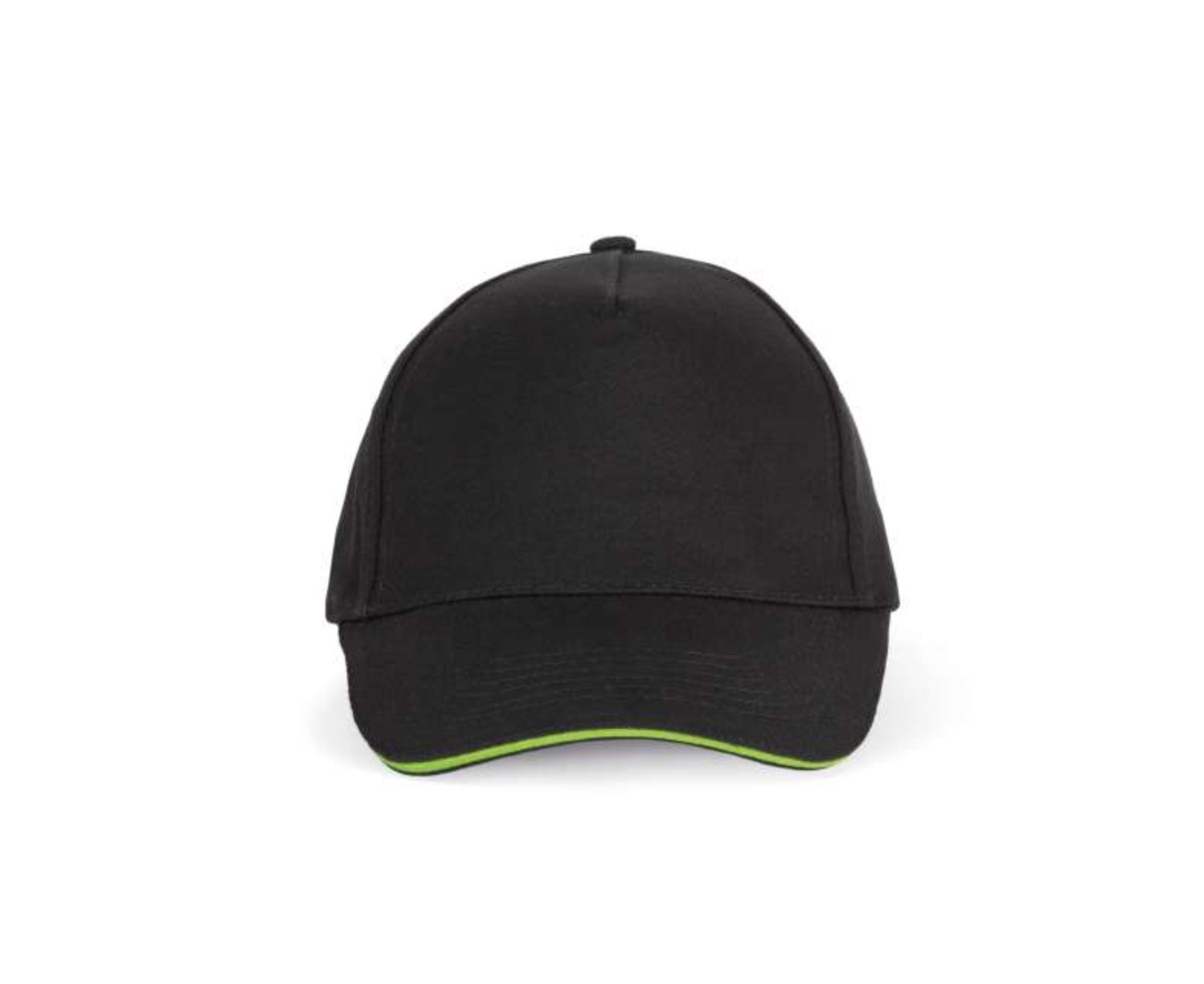 KP124 | 5 Panels Sandwich Peak Cap Black | Lime
