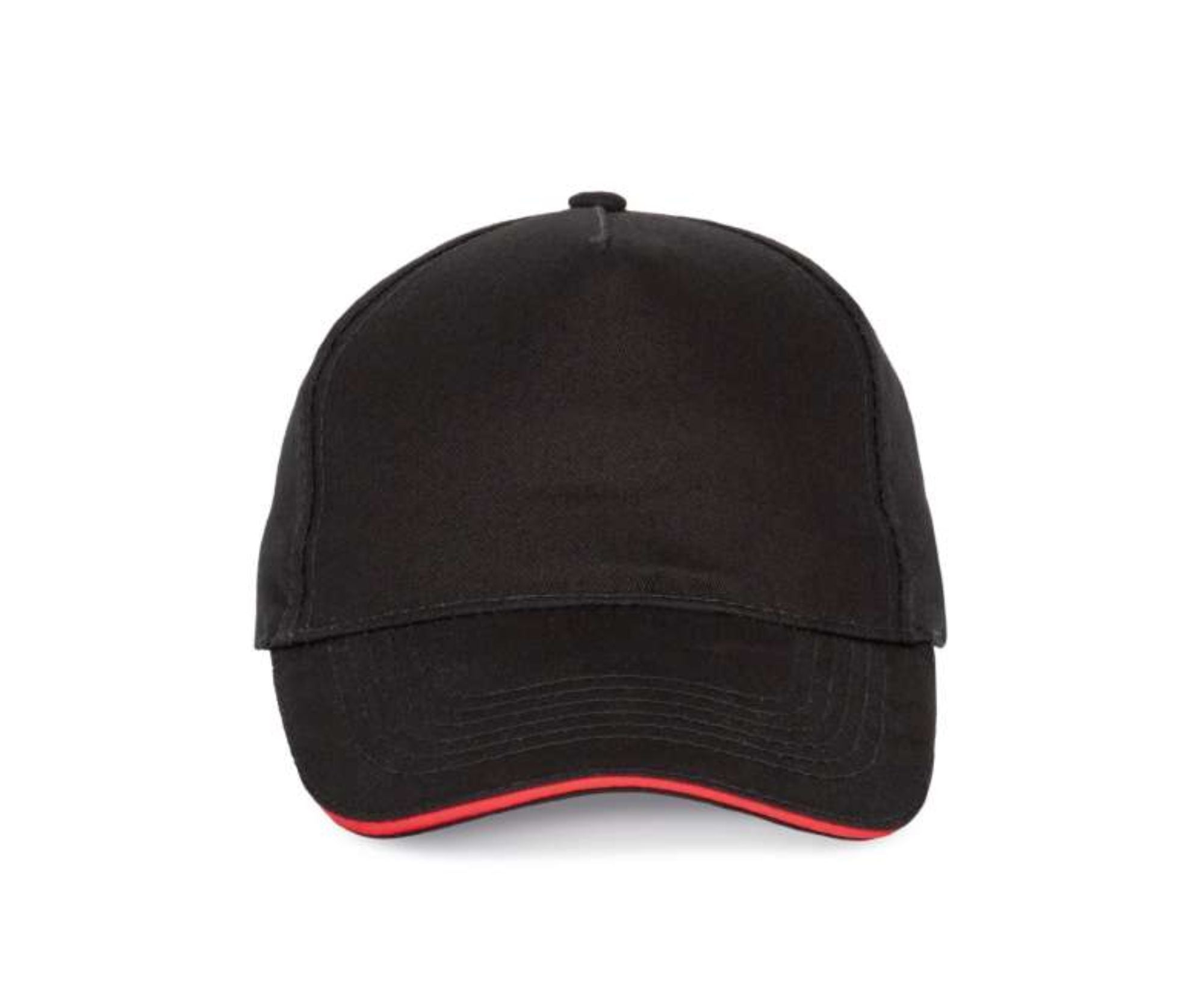 KP124 | 5 Panels Sandwich Peak Cap Black | Red