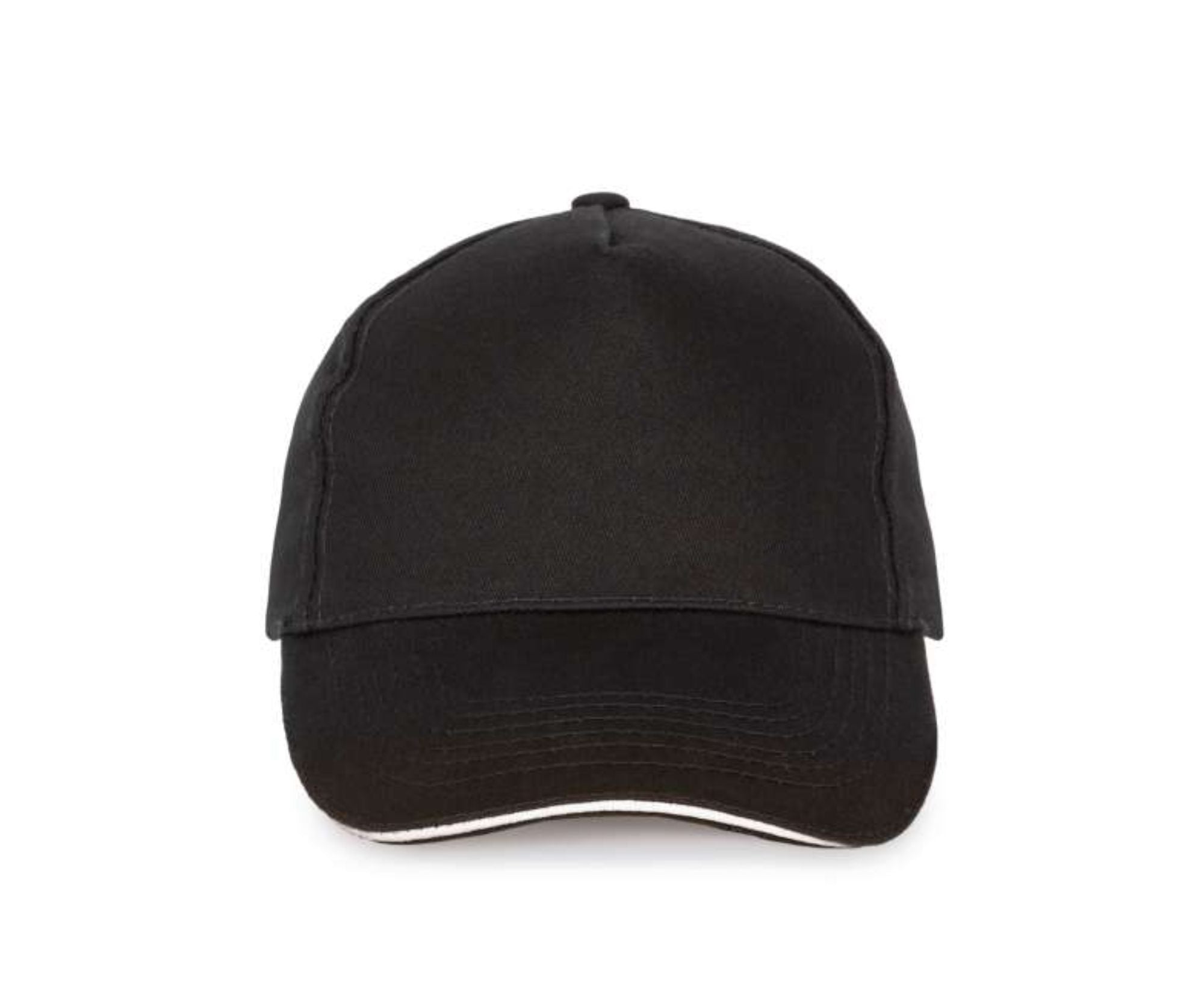 KP124 | 5 Panels Sandwich Peak Cap Black | White