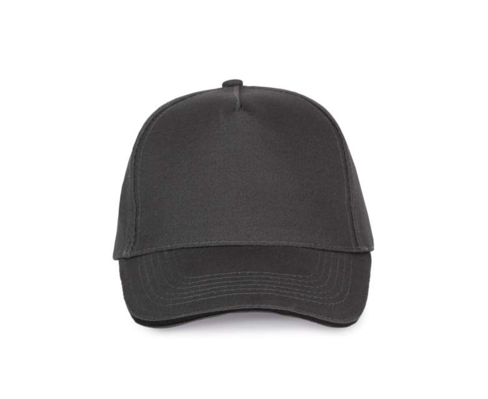 KP124 | 5 Panels Sandwich Peak Cap Dark Grey | Black