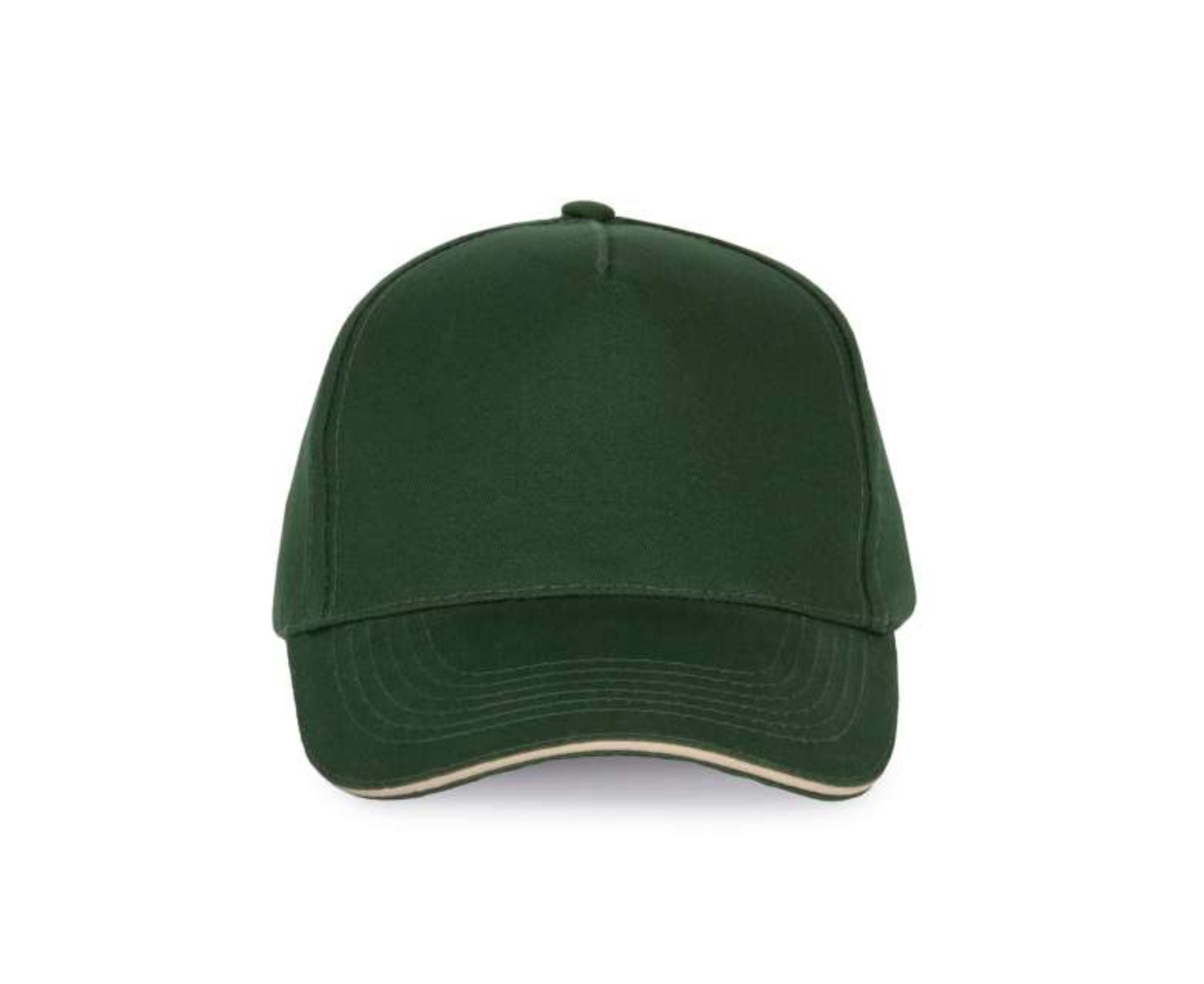 KP124 | 5 Panels Sandwich Peak Cap Forest Green | Beige