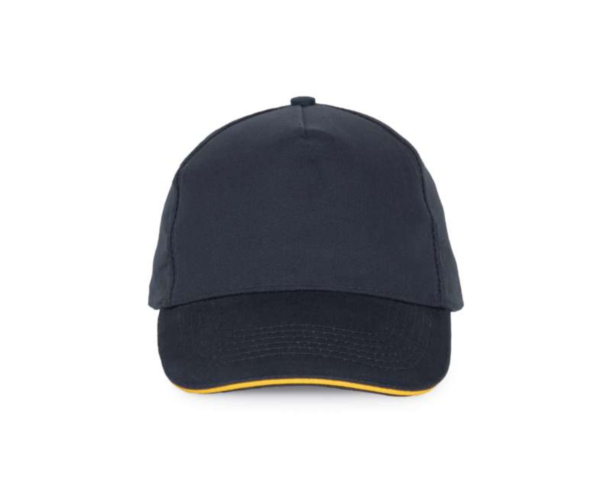 KP124 | 5 Panels Sandwich Peak Cap Navy | Yellow