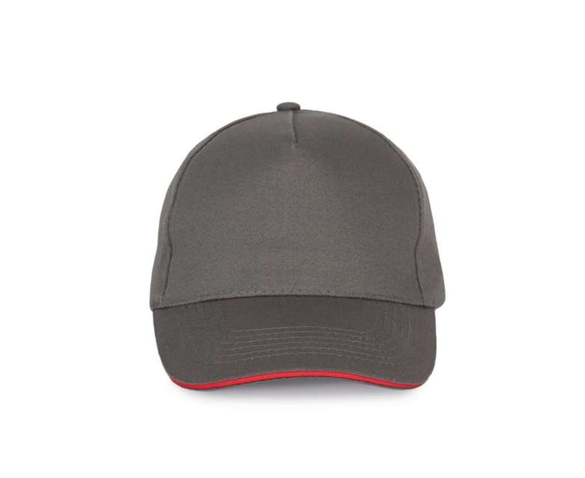 KP124 | 5 Panels Sandwich Peak Cap Slate Grey | Red