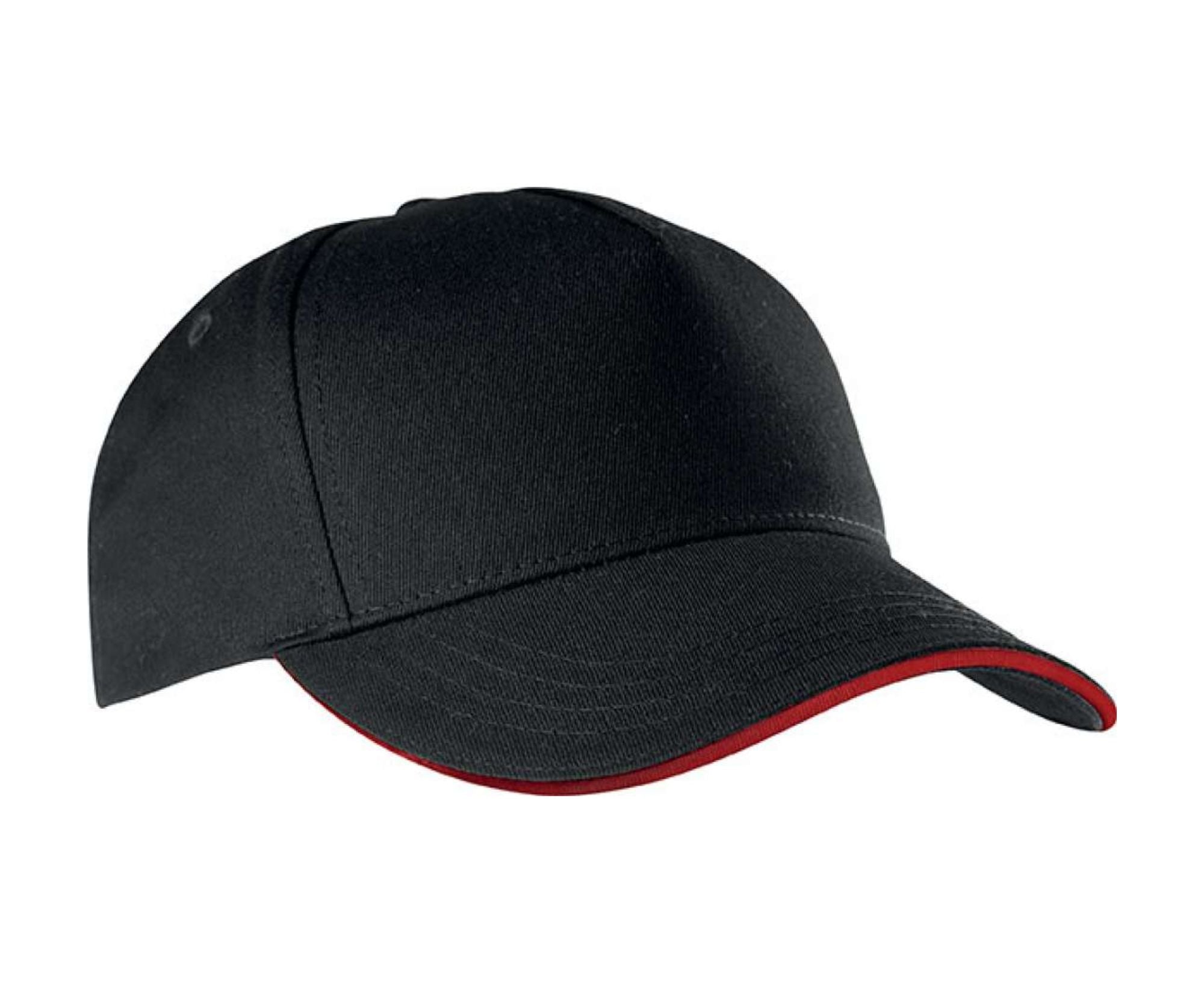 KP130 | 5 Panels Sandwich Peak Cap Black | Red