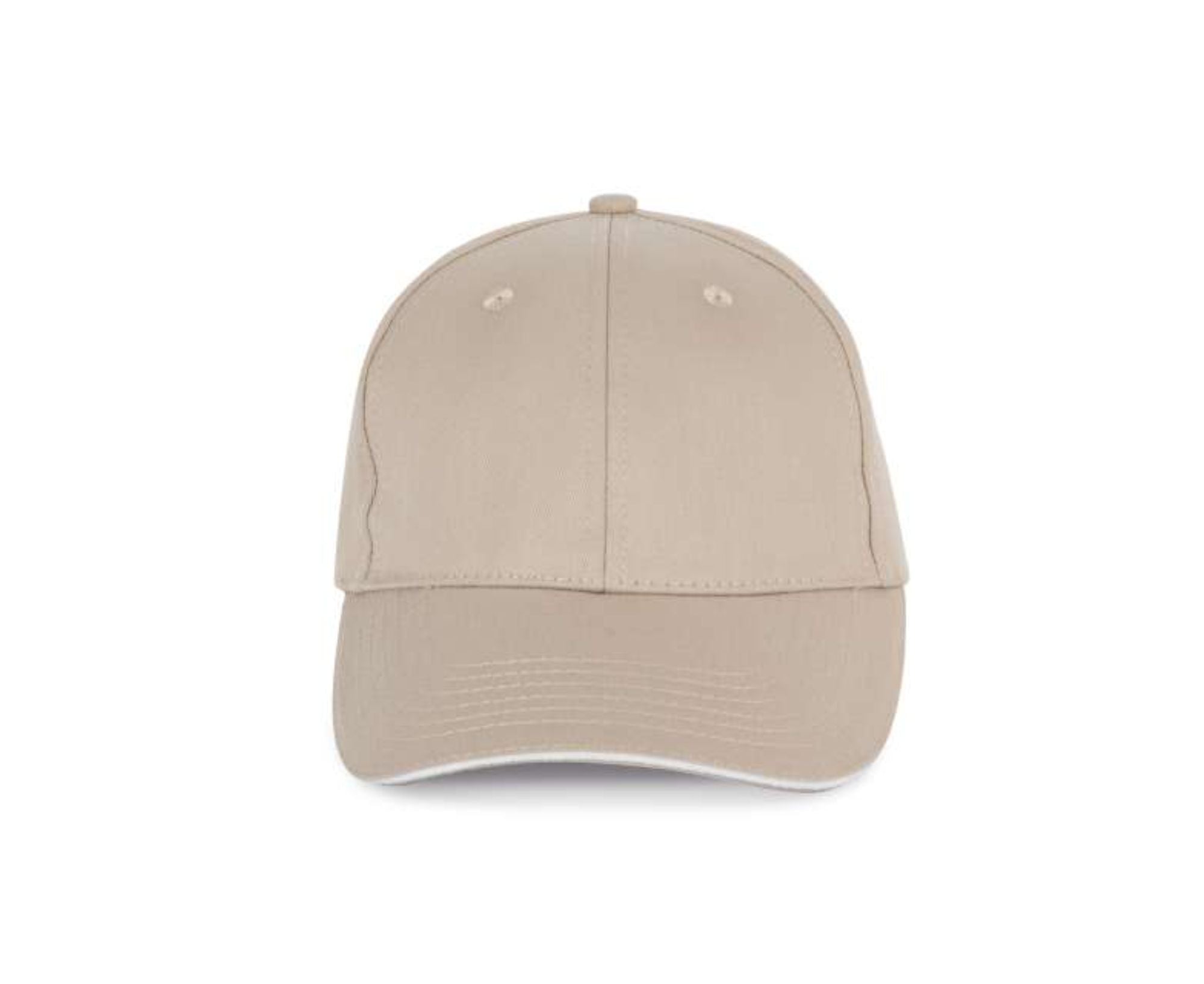 KP153 | 6 Panels Sandwich Peak Cap Beige | White