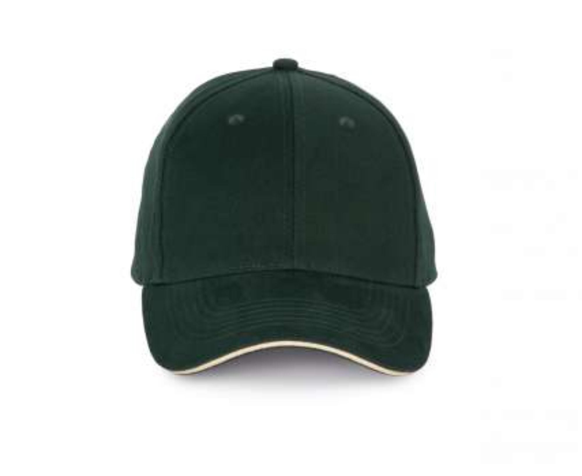 KP185 | 6 Panel With Contrasting Sandwich Peak Cap Forest Green | Beige