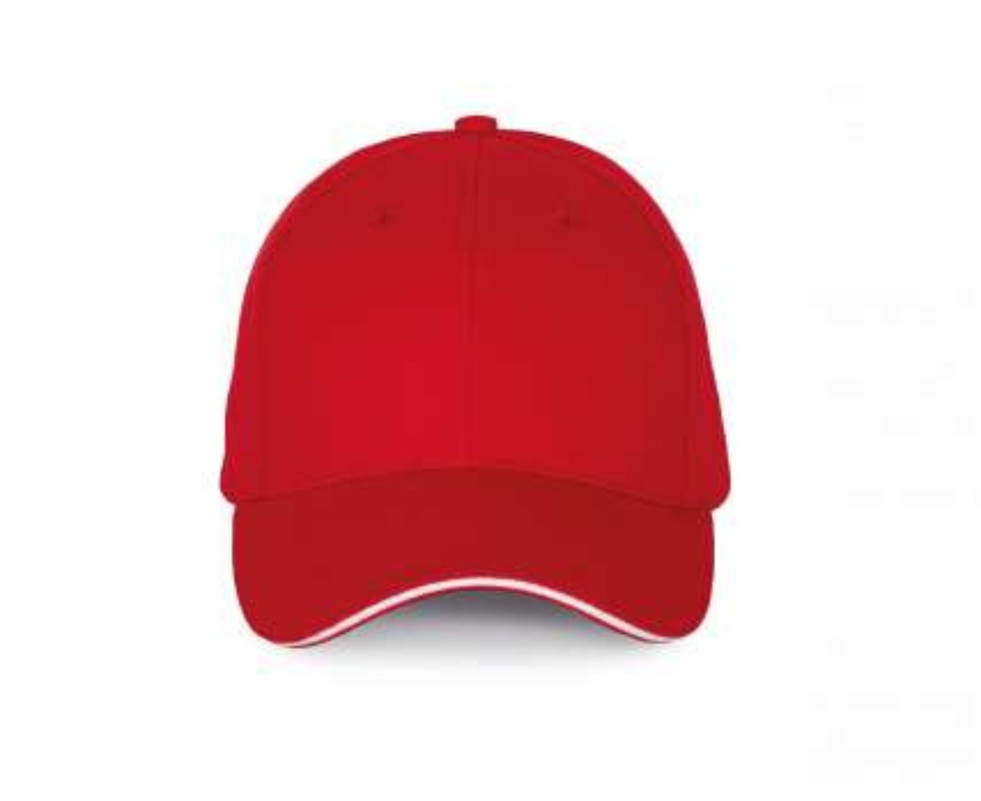 KP185 | 6 Panel With Contrasting Sandwich Peak Cap Red | White