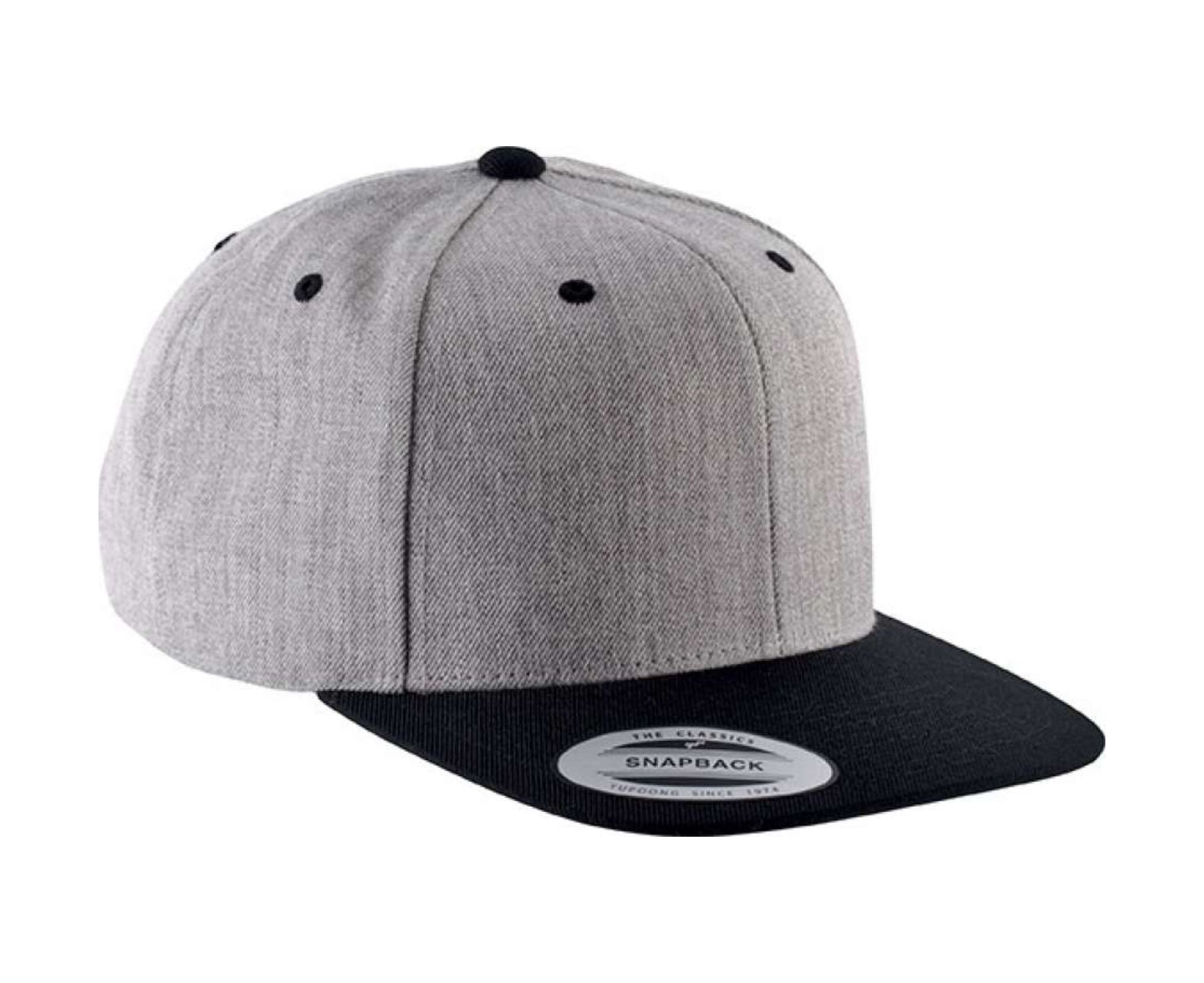 KP910 | Flat Peak Cap 6 Panels Heather Grey | Black