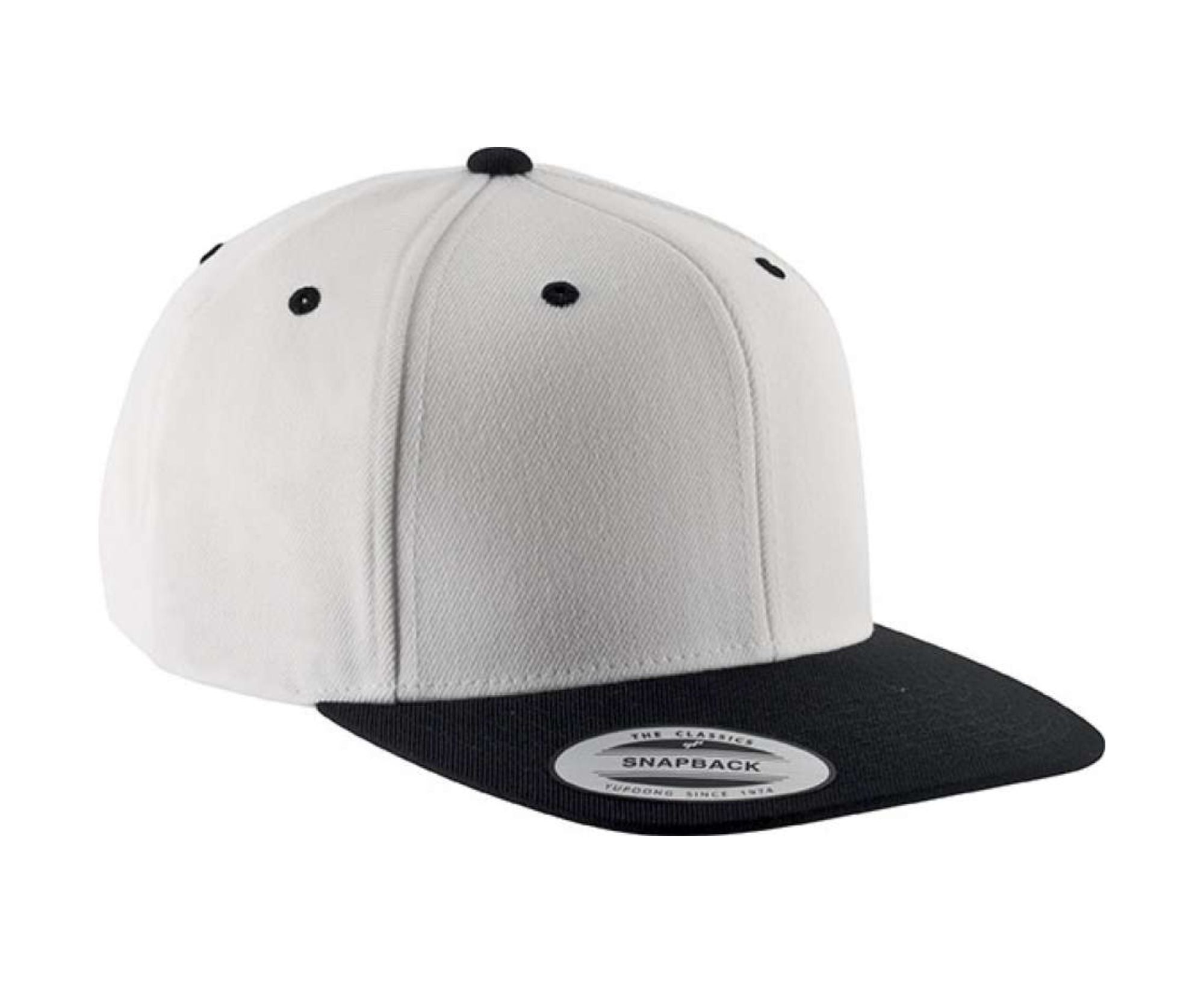KP910 | Flat Peak Cap 6 Panels White | Black