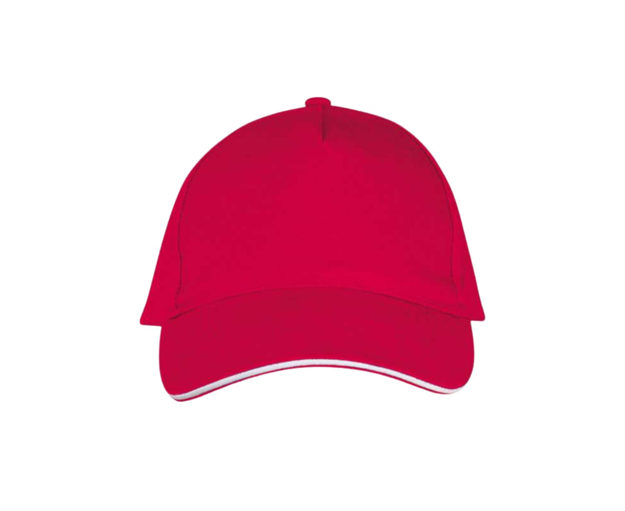 SO00594 | 5 Panel Long Beach Cap Red | White