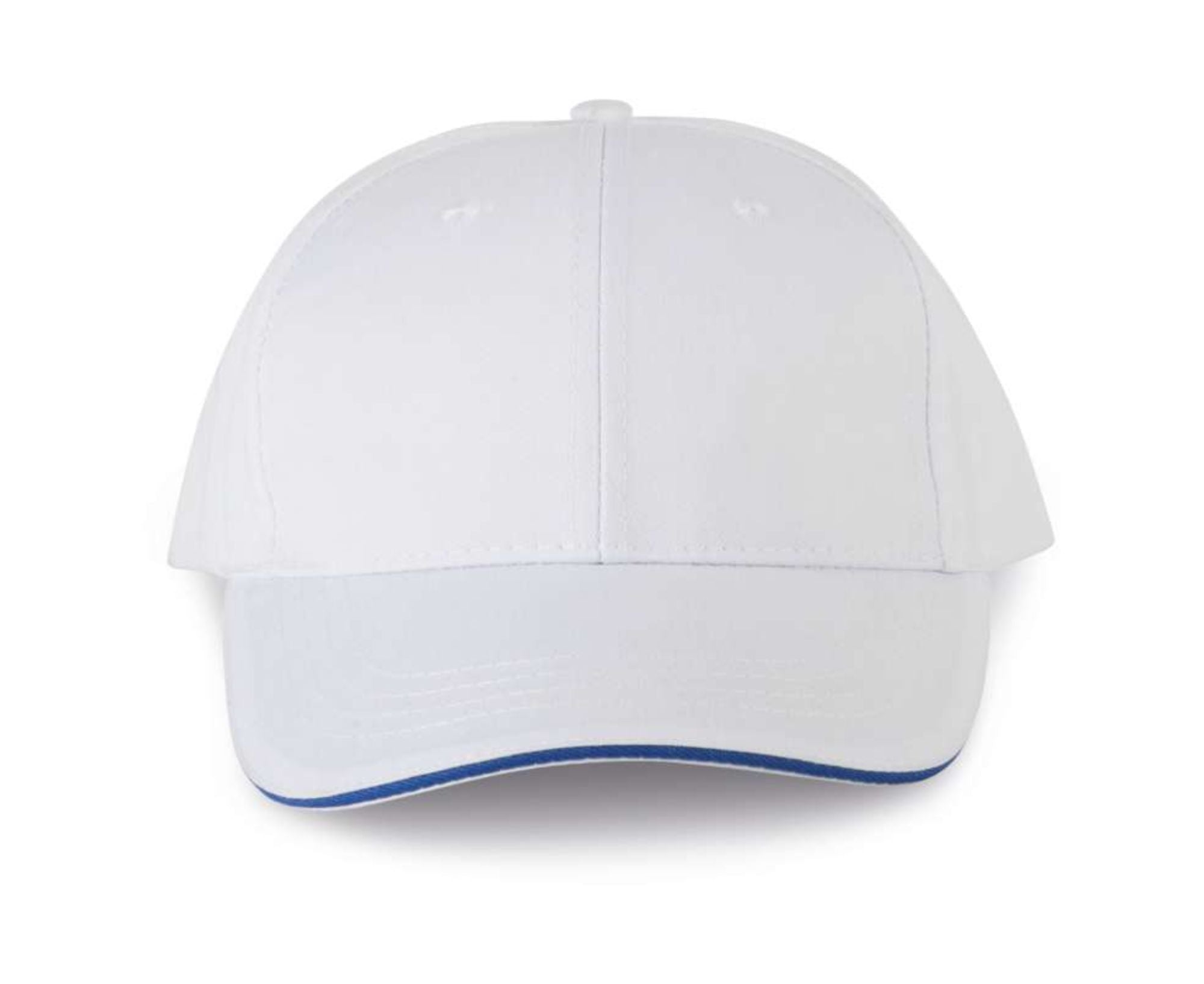 WKP145 | OEKOTEX Certified 6 Panels With Sandwich Peak Cap White | Royal Blue