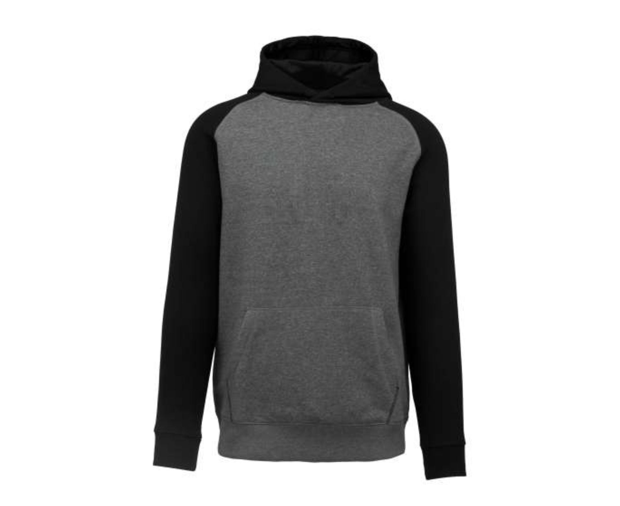 PA370 | Kid's Two-Tone Hooded Sweatshirt Grey Heather | Black
