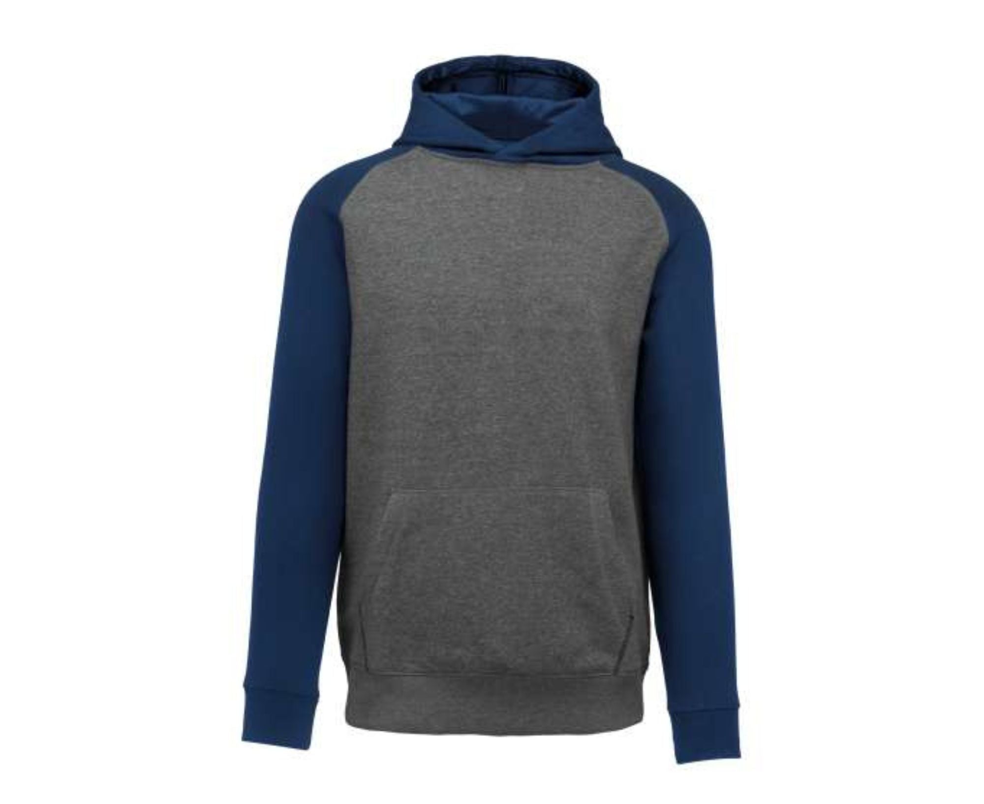 PA370 | Kid's Two-Tone Hooded Sweatshirt Grey Heather | Sporty Navy