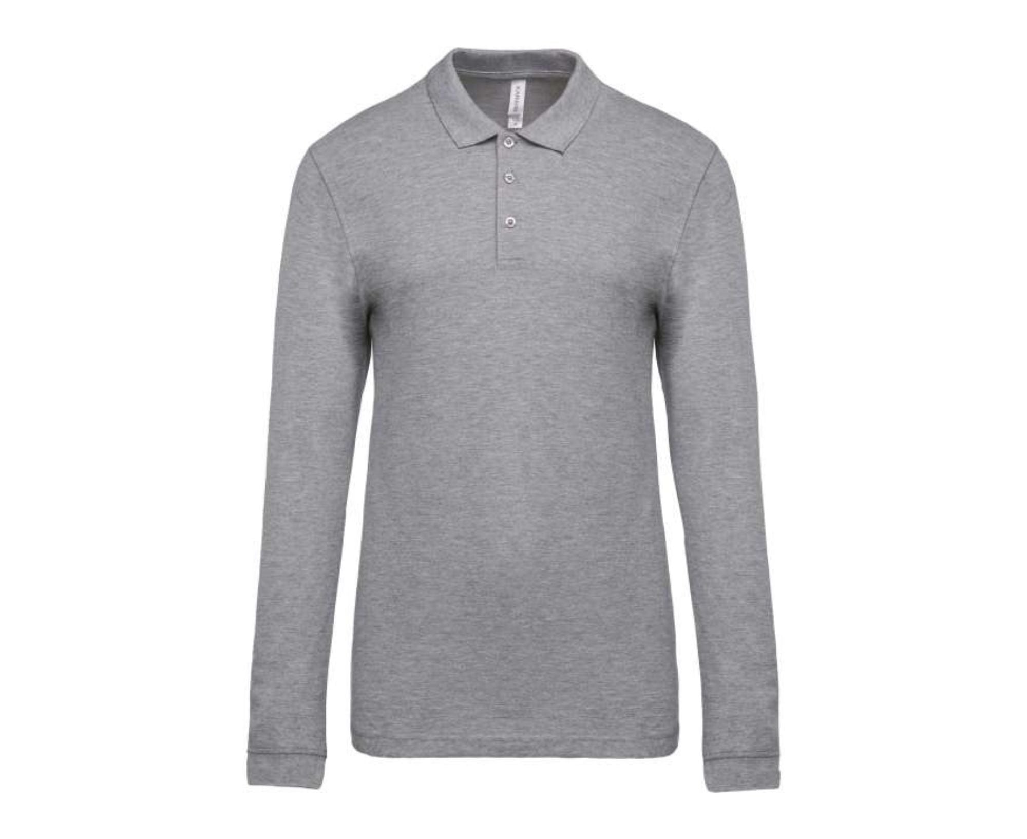 KA256 | Men's Long-Sleeved Piqué Polo Shirt Oxford Grey