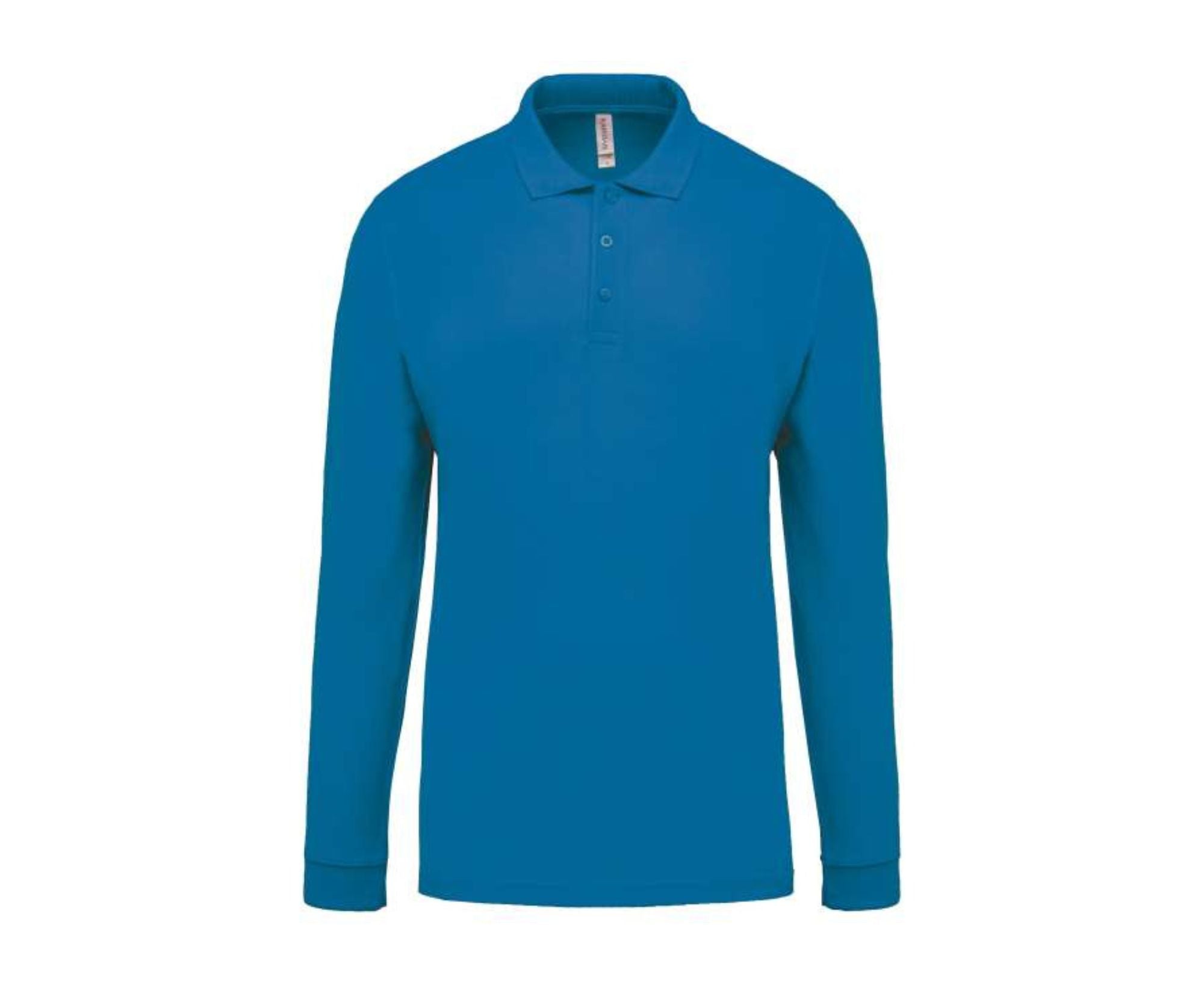 KA256 | Men's Long-Sleeved Piqué Polo Shirt Tropical Blue