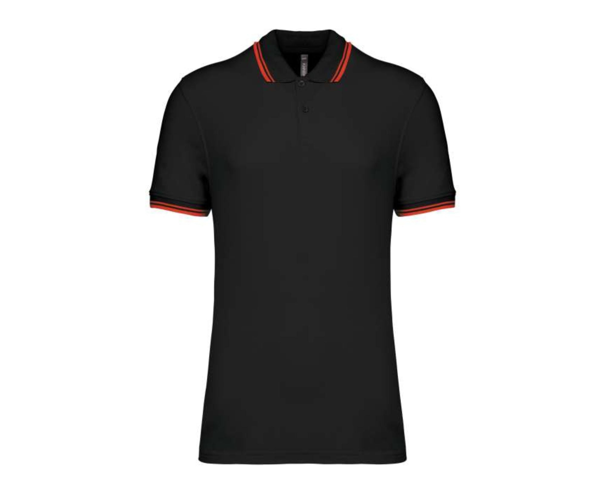 KA272 | Men's Short-Sleeved Polo Shirt Contrasting Piping Black | Red