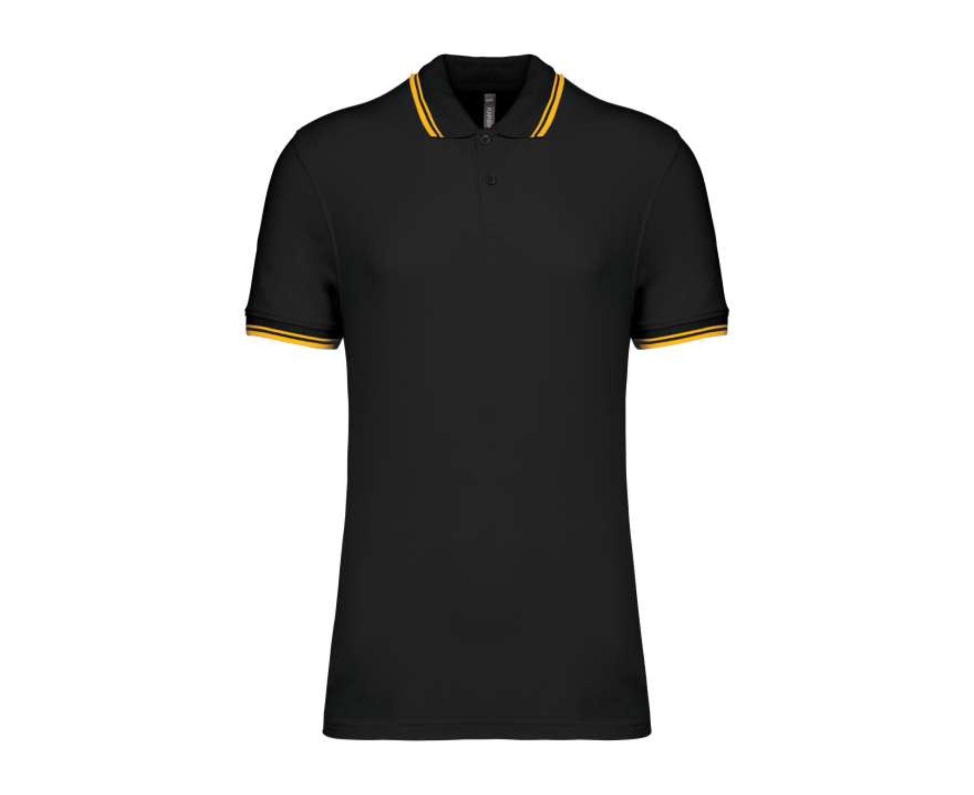 KA272 | Men's Short-Sleeved Polo Shirt Contrasting Piping Black | Yellow
