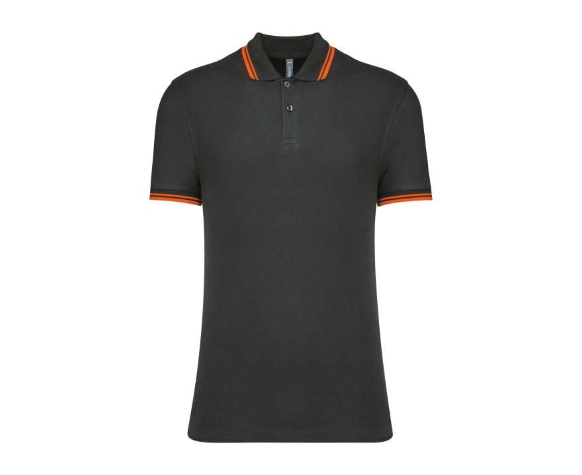 KA272 | Men's Short-Sleeved Polo Shirt Contrasting Piping Dark Grey | Orange