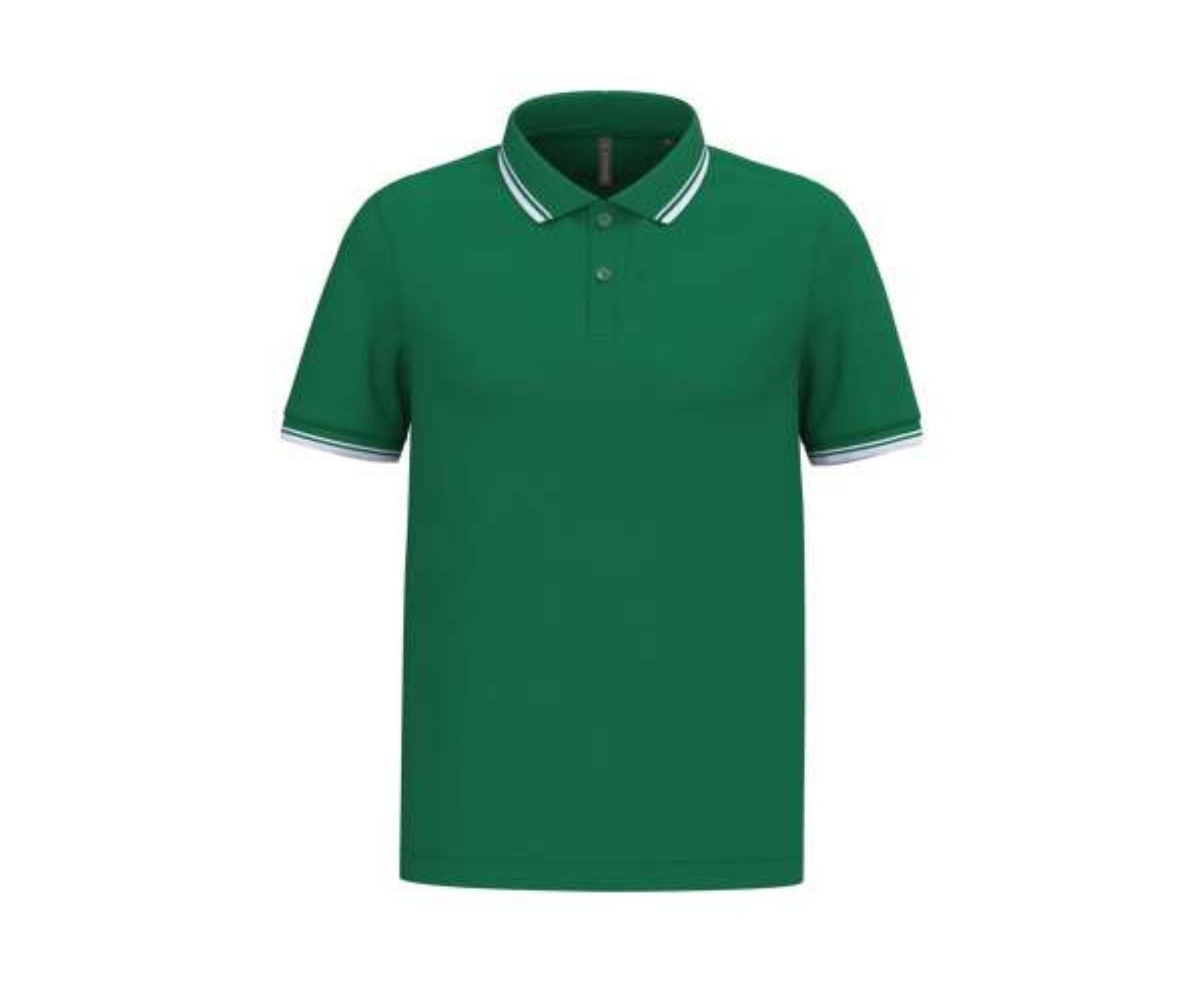 KA272 | Men's Short-Sleeved Polo Shirt Contrasting Piping Kelly Green | White