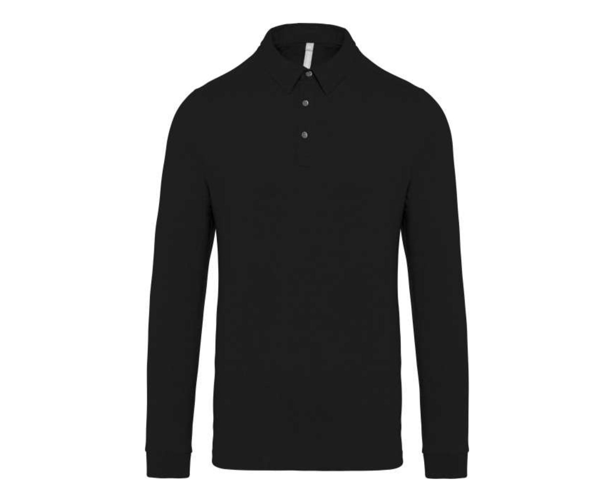KA264 | Men's Long Sleeved Jersey Polo Shirt Black