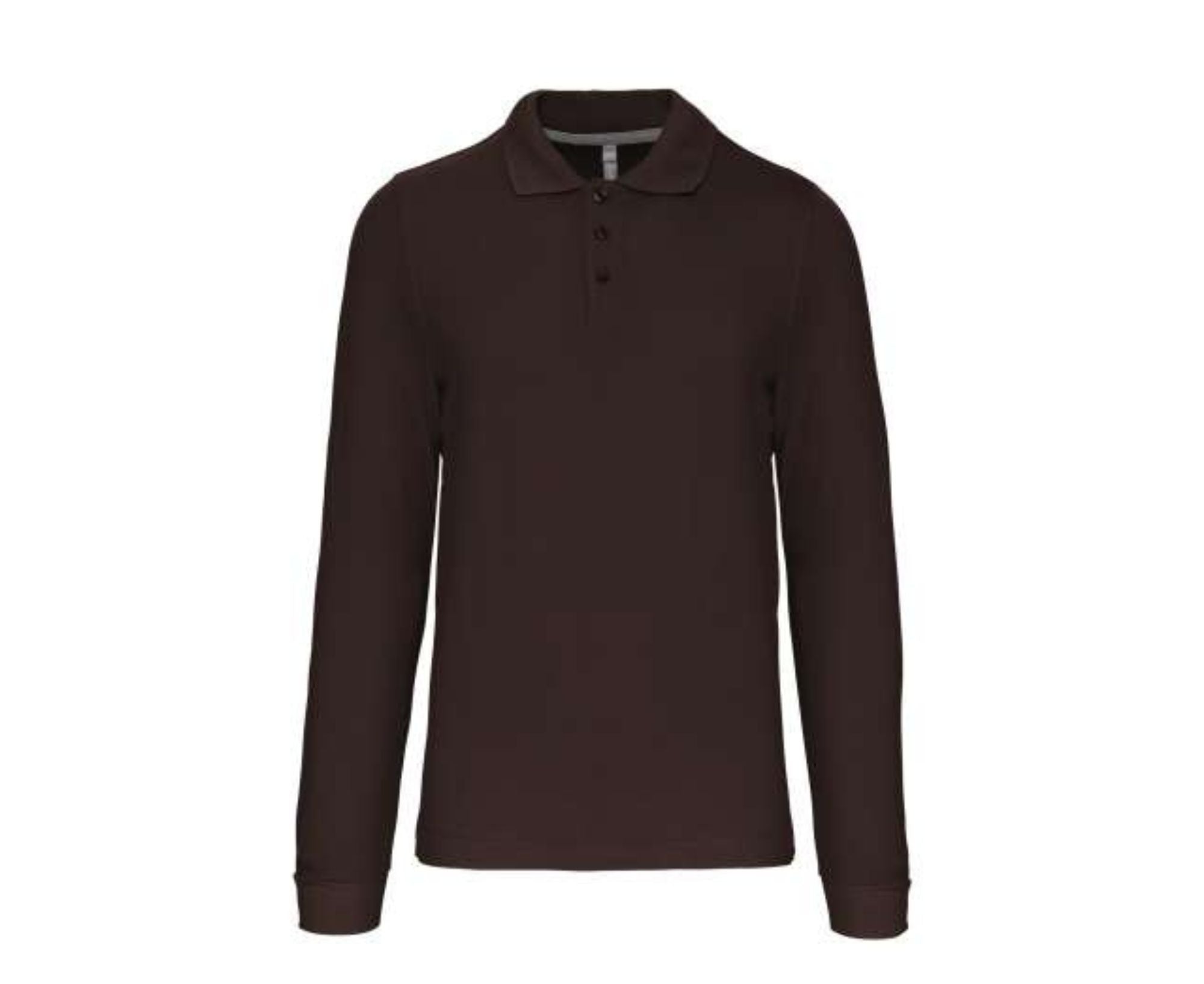 KA243 | Men's Long Sleeved Polo Shirt Chocolate