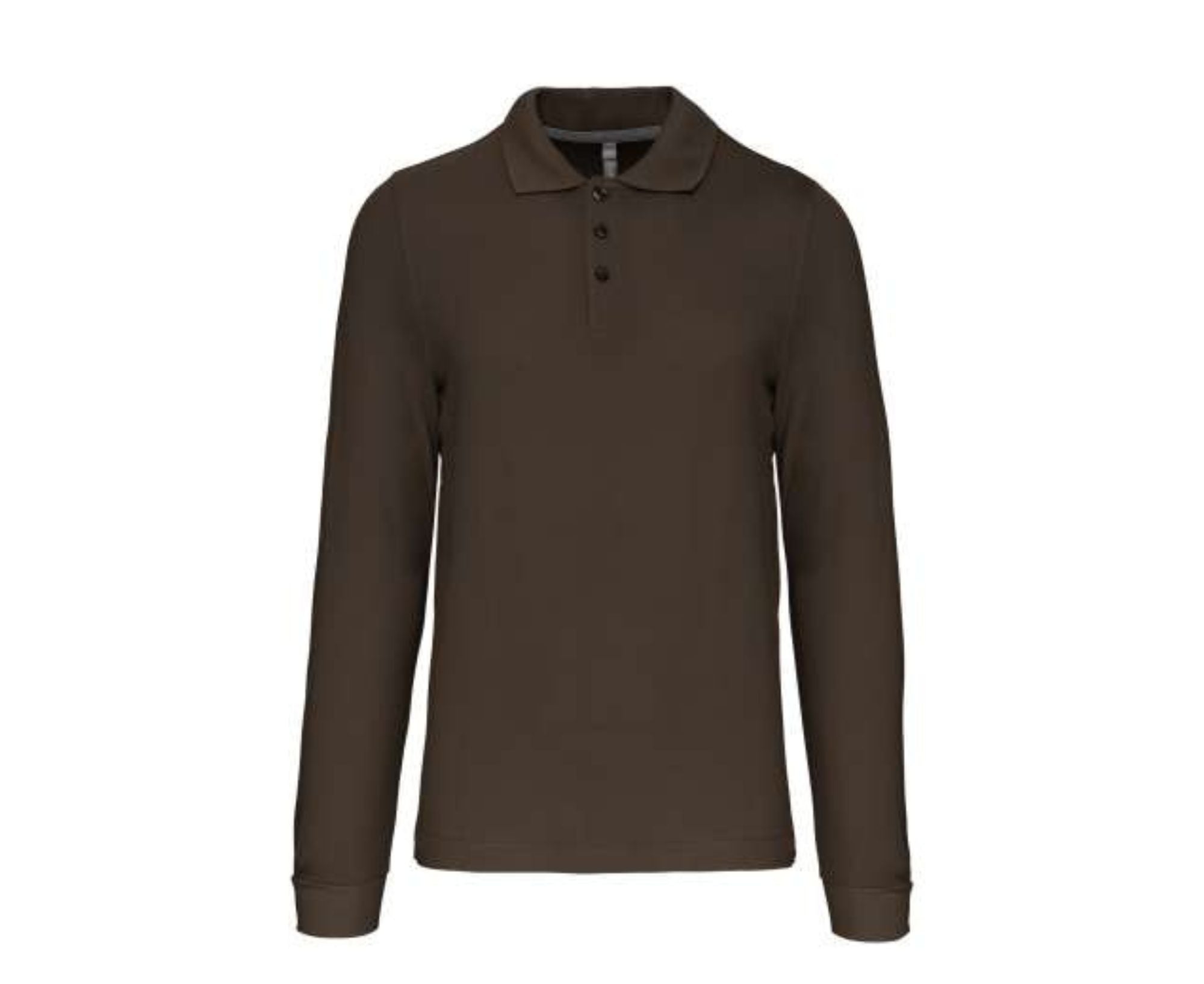 KA243 | Men's Long Sleeved Polo Shirt Dark Khaki