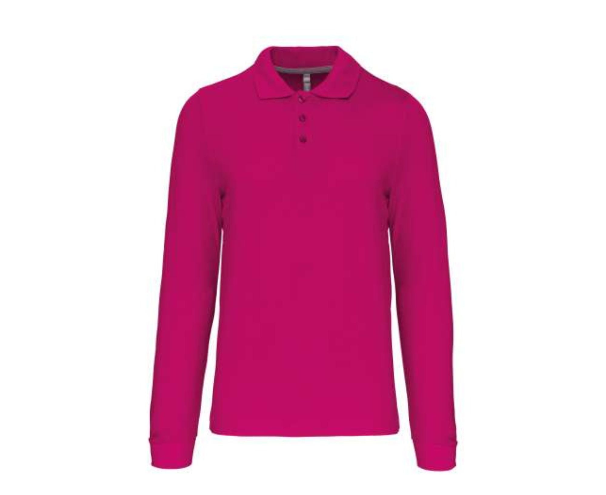 KA243 | Men's Long Sleeved Polo Shirt Fuchsia