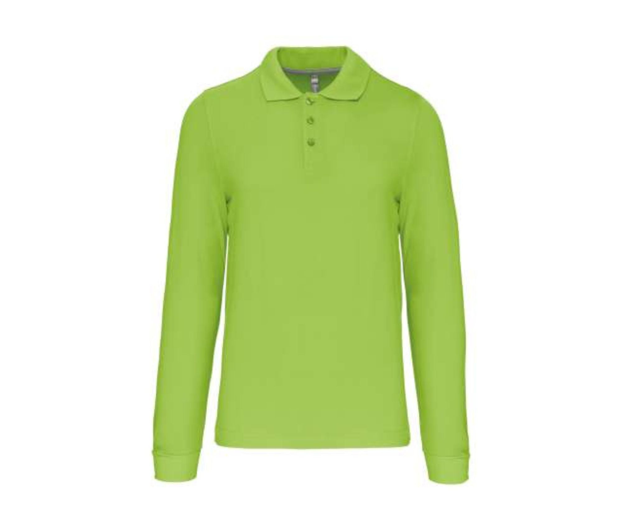 KA243 | Men's Long Sleeved Polo Shirt Lime