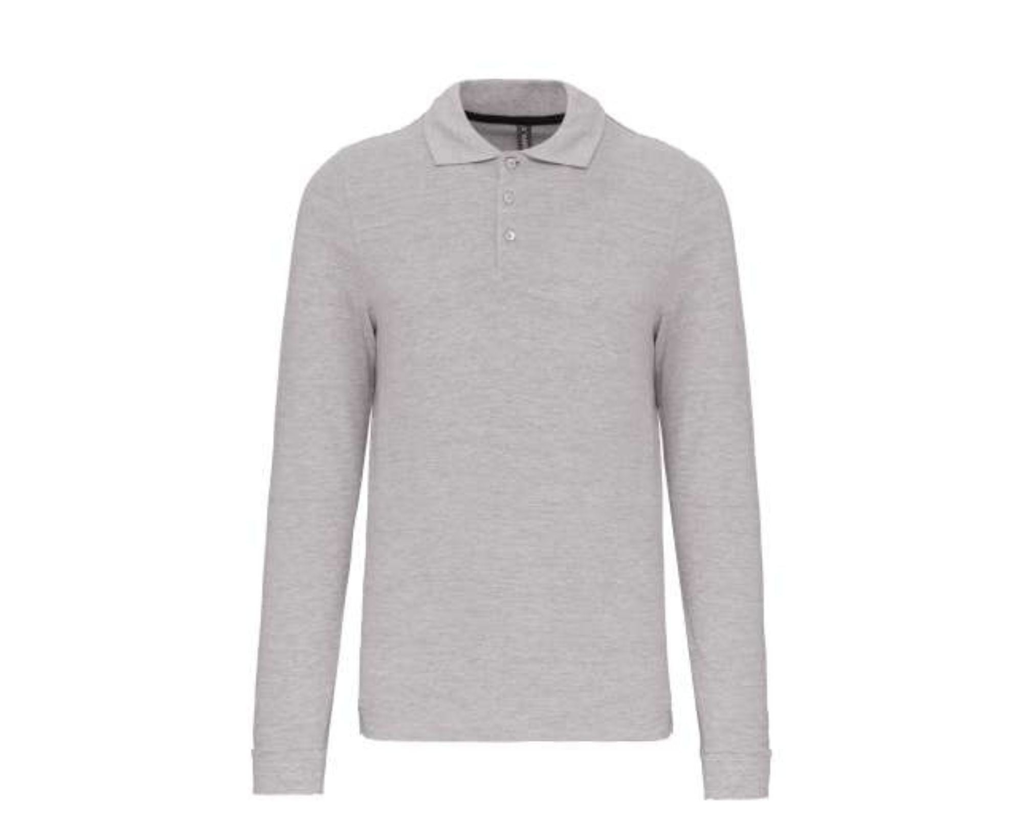 KA243 | Men's Long Sleeved Polo Shirt Oxford Grey