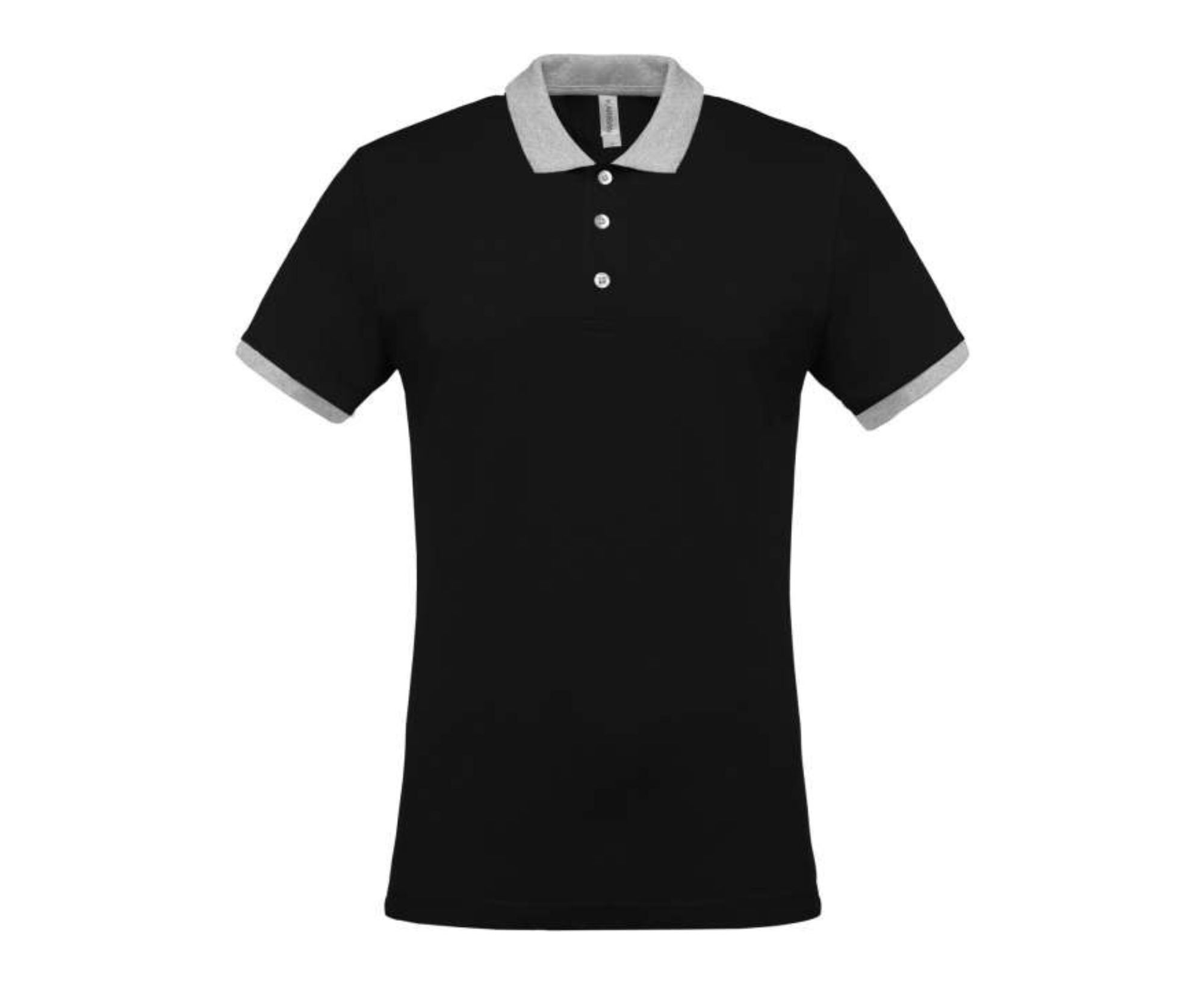 KA258 | Mens Two-Tone Piqué Polo Shirt Black | Oxford Grey