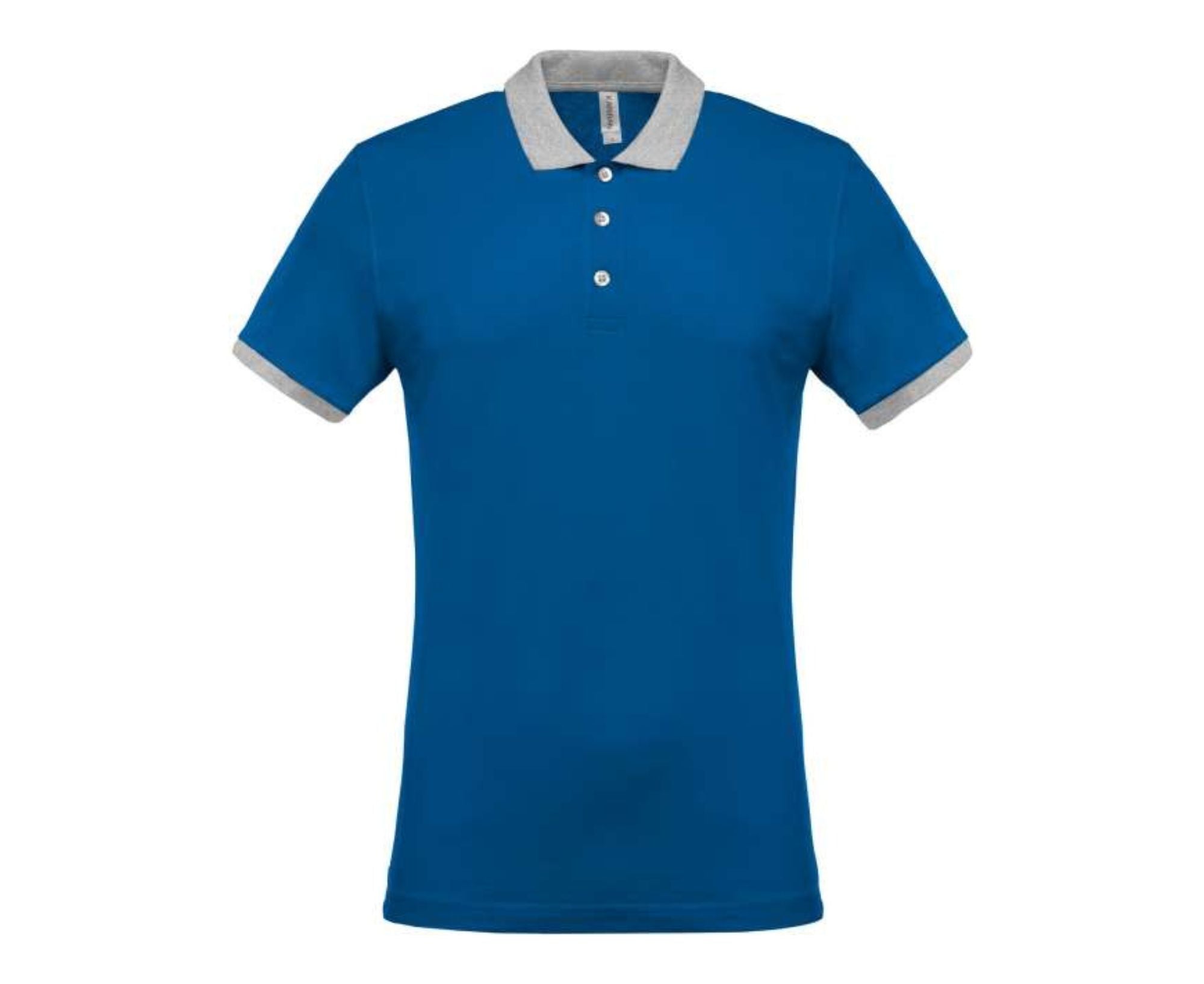 KA258 | Mens Two-Tone Piqué Polo Shirt Light Royal Blue | Oxford Grey
