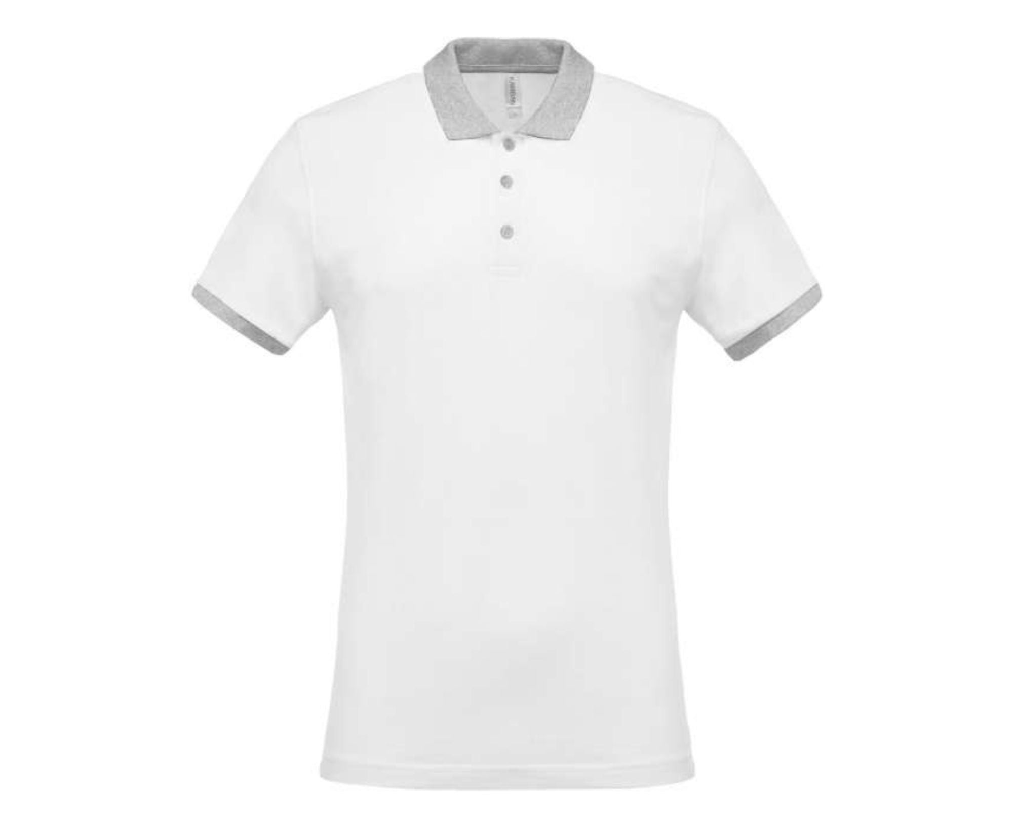 KA258 | Mens Two-Tone Piqué Polo Shirt White | Oxford Grey