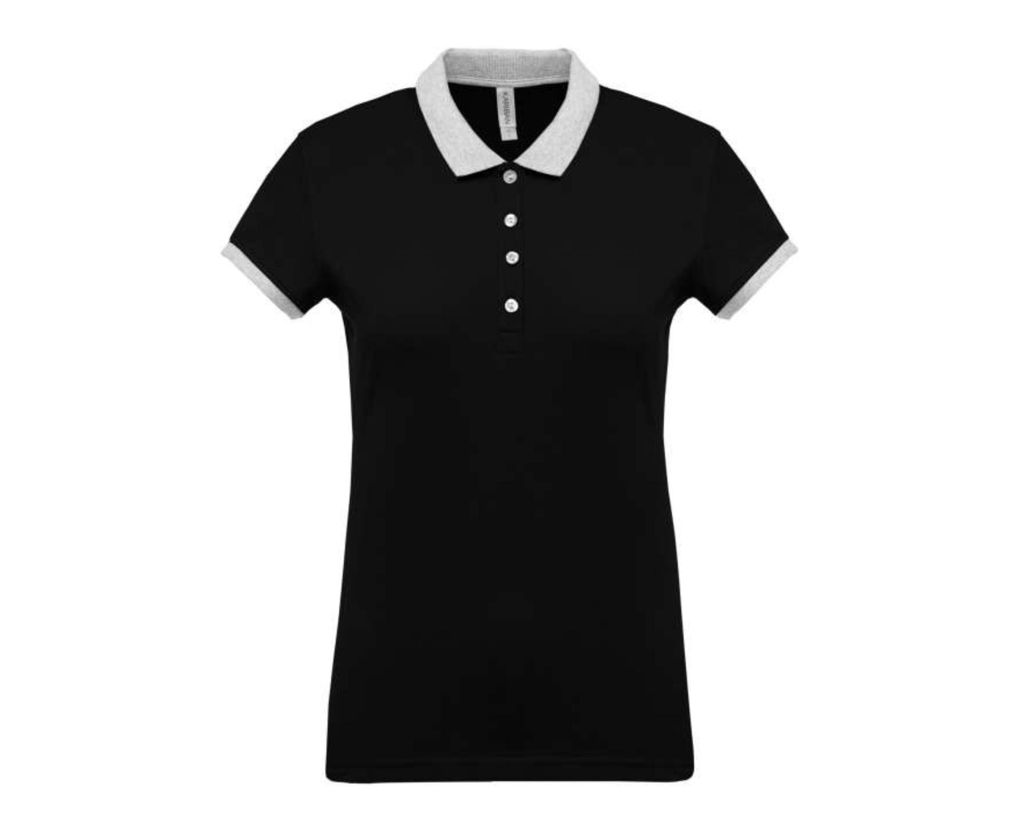 KA259 | Ladies Two-Tone Piqué Polo Shirt Black | Oxford Grey