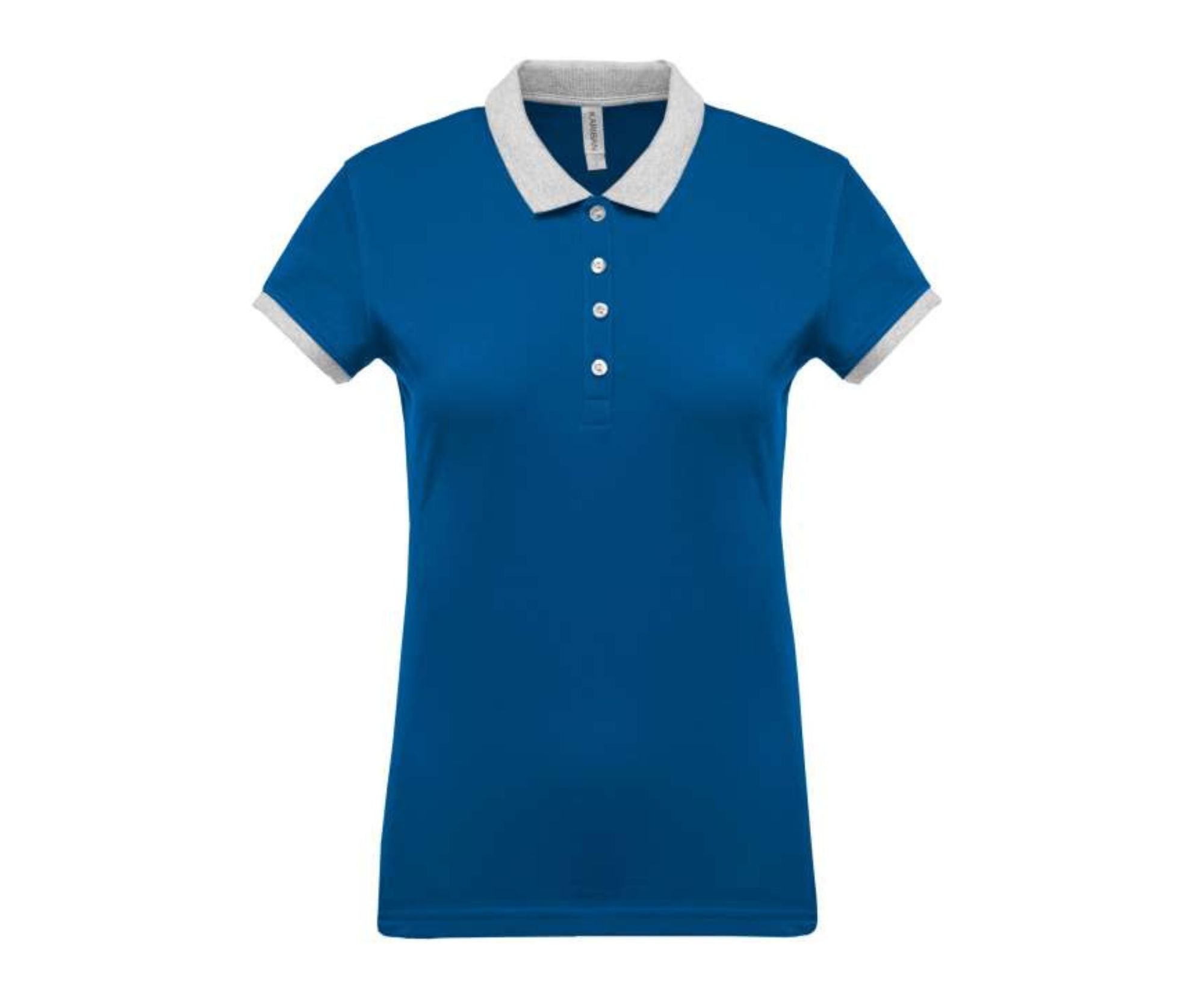 KA259 | Ladies Two-Tone Piqué Polo Shirt Light Royal Blue | Oxford Grey